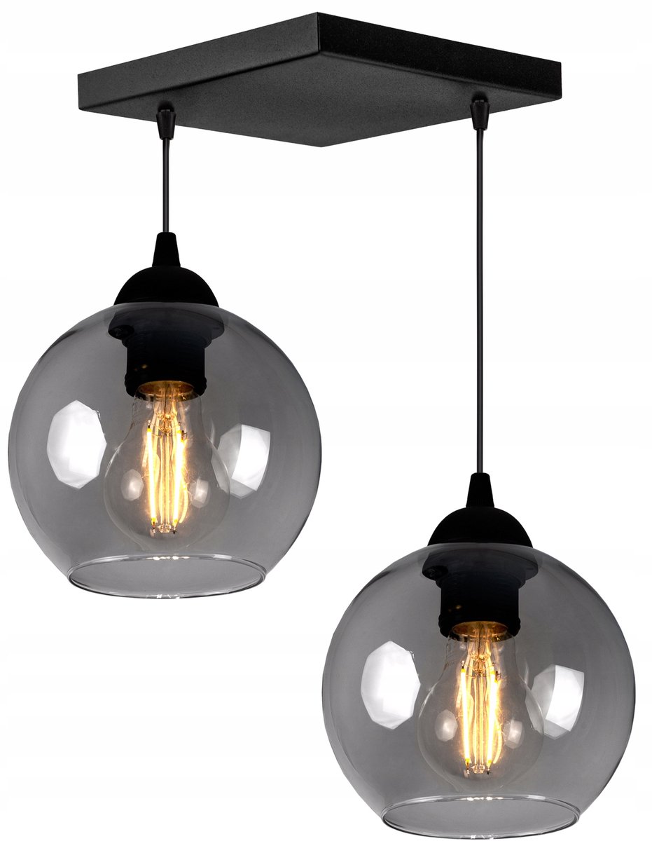 Merkloze Glazen Hanglamp met Koker - Zwart/Wit, E27