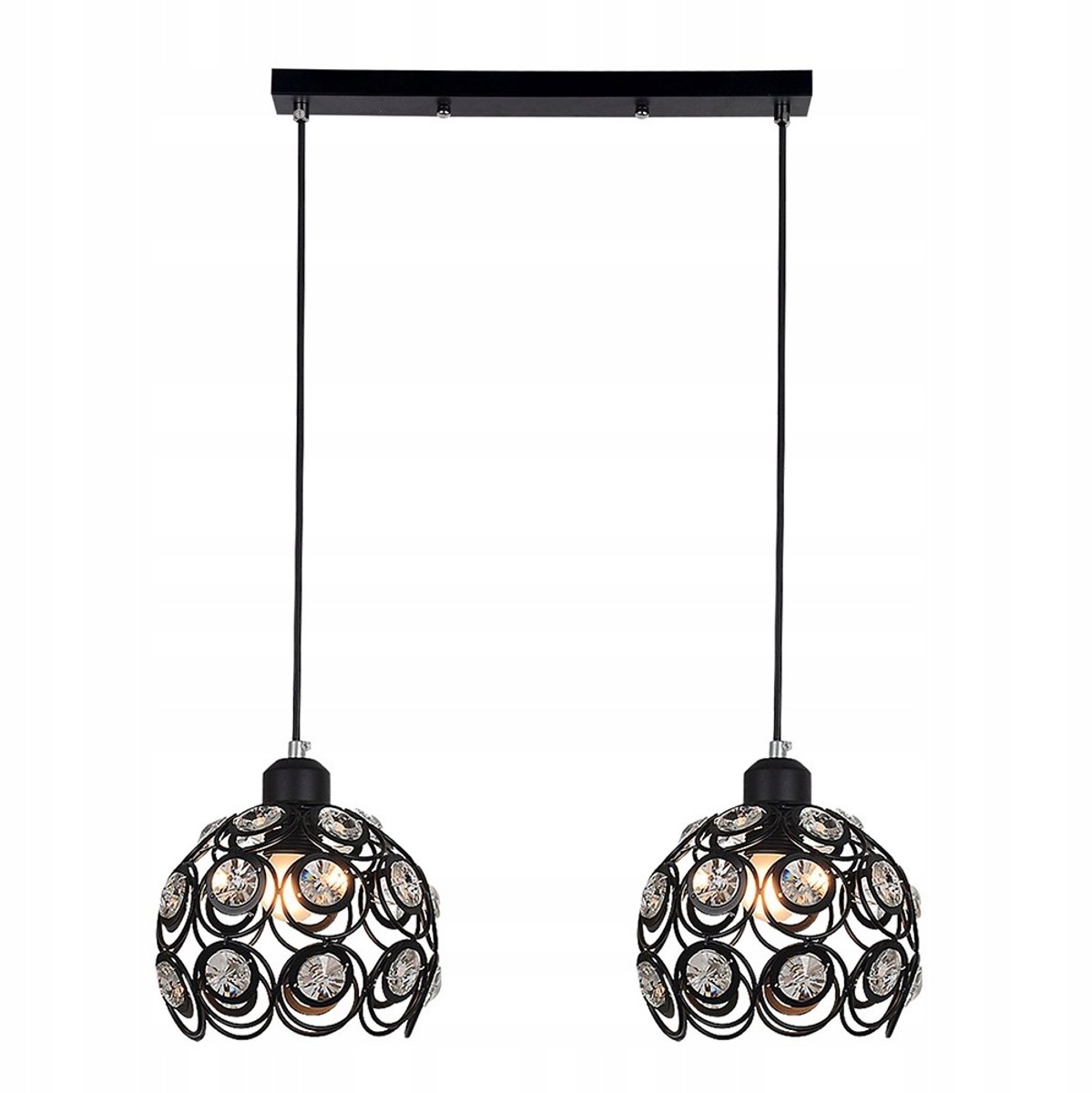 Florence hanglamp kristal 2-lichts E27 zwart 56cm