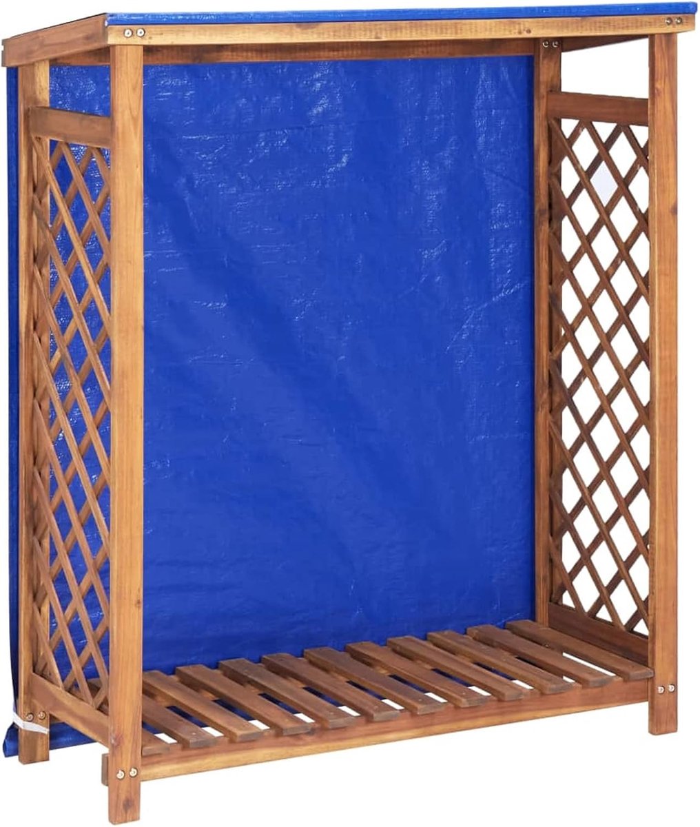 Houten huis + dak voor extra bescherming, 2-in-1, houten schuur, voor buiten, opslag, terras, binnenplaats, schuur, massief hout, acacia, 105 x 38 x 115 cm