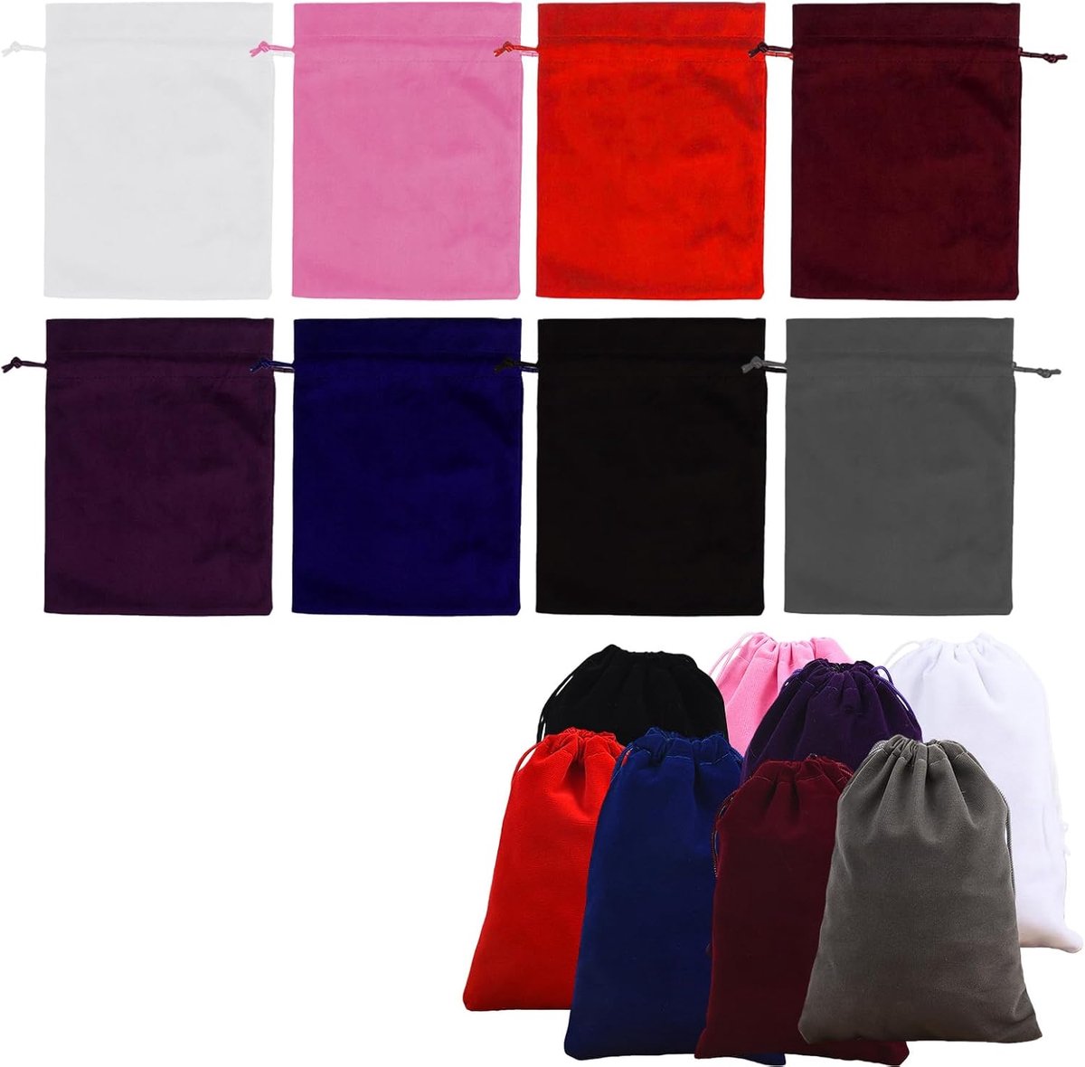 24 Stuks Kleine Katoenen Zakjes met Trekkoord 10x12cm, 7x9cm, 7x5cm - Geschenkzakken voor Snoep, Mini Geldzakken, Voor Verjaardagsfeestjes, Vakantie, Bruiloft en Kerstmis