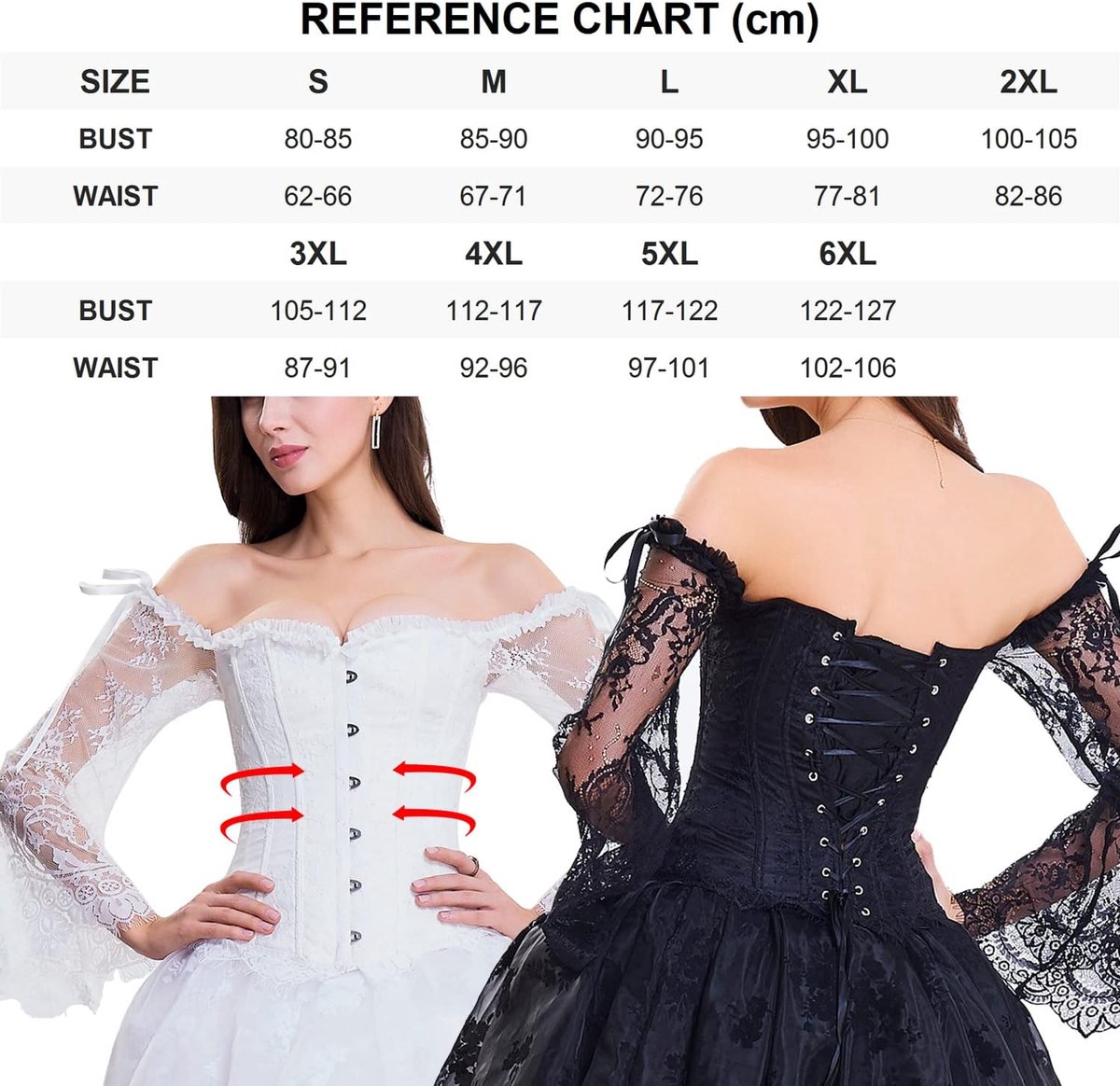 Korset top met mouwen taille korset, bustier corset dirndl blouse klederdrachtshirt