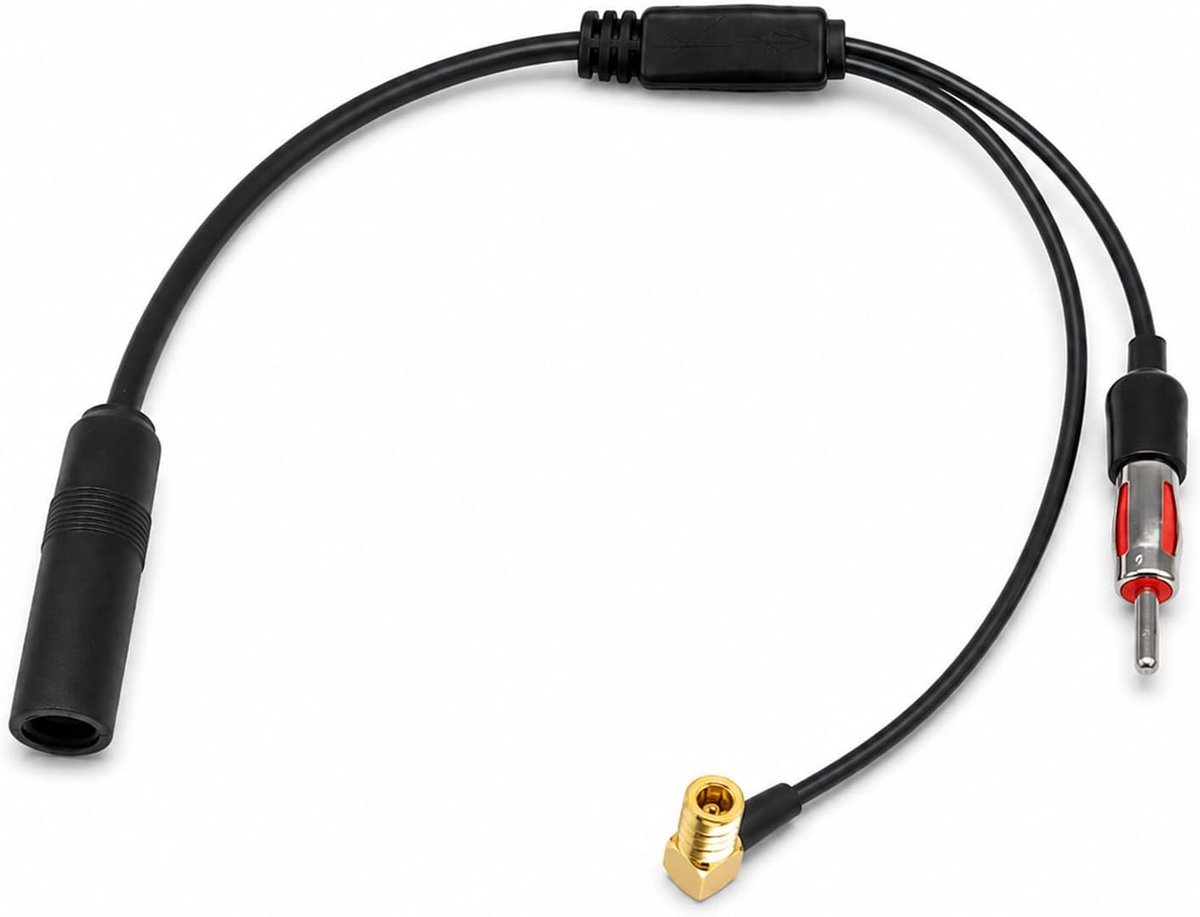 Compatibel met Blaupunkt, Pioneer, Clarion en Alpine autoantenne-splitter, SMB naar DIN mannelijke antennekabel, FM/AM autoradiosignaalversterkerconnector voor DAB, DAB+ en DMB-A.