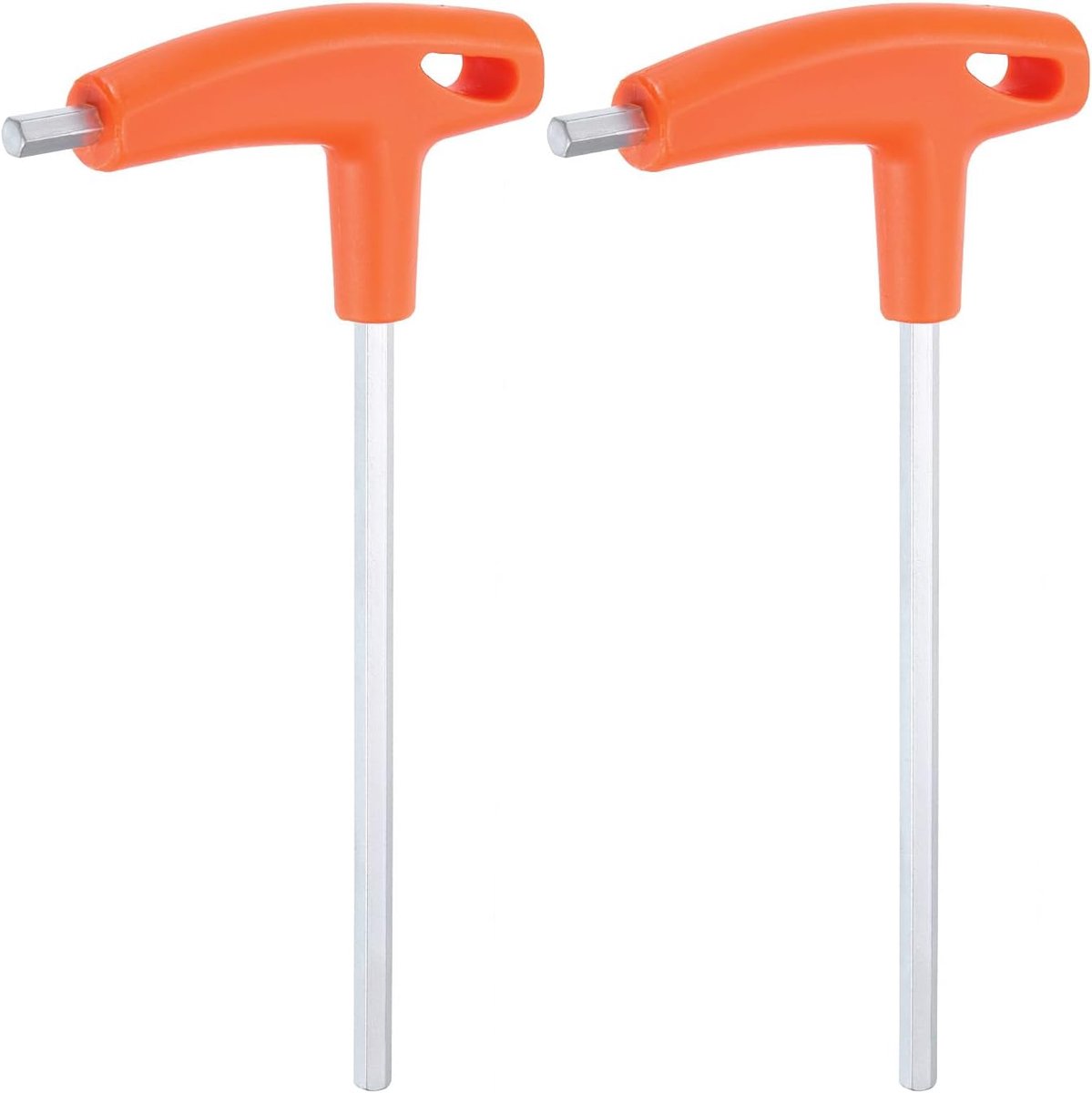 2 stuks T-greep zeskantsleutel, 6 mm, metrisch, CR-V, T-sleutel, inbussleutel, schroefsleutel, reparatiegereedschap voor auto- en huishoudelijk onderhoud, oranje