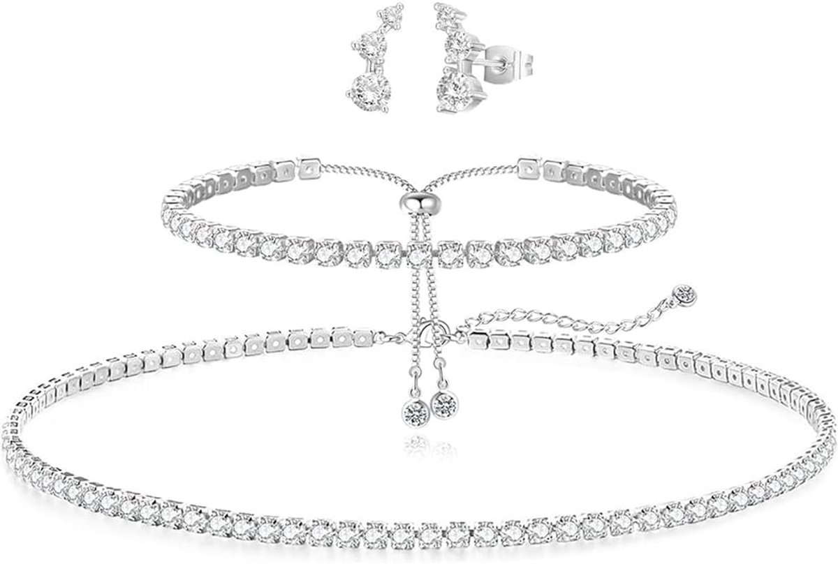 3 stuks sieradenset zilver 925 dames witte steen sieraden set bruidssieraden oorbellen armband sieradensets voor zilveren sieraden dames bruiloft cadeau