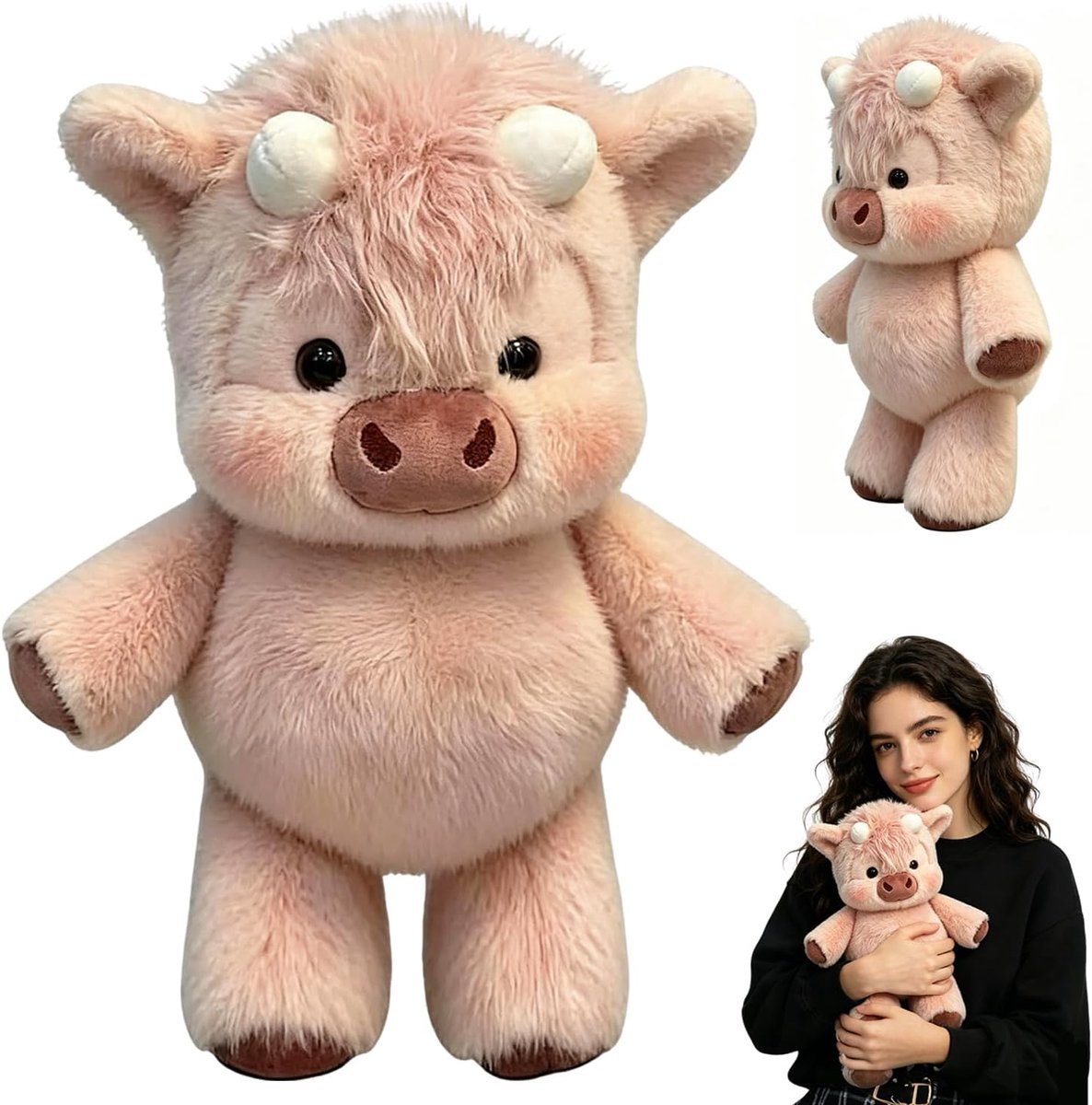 Dier, 45 cm, koe, pluche dier, koe, pluche dier, koe, pluche dier, Vac-A-poppen, pluche dier, cadeau voor meisjes en kinderen