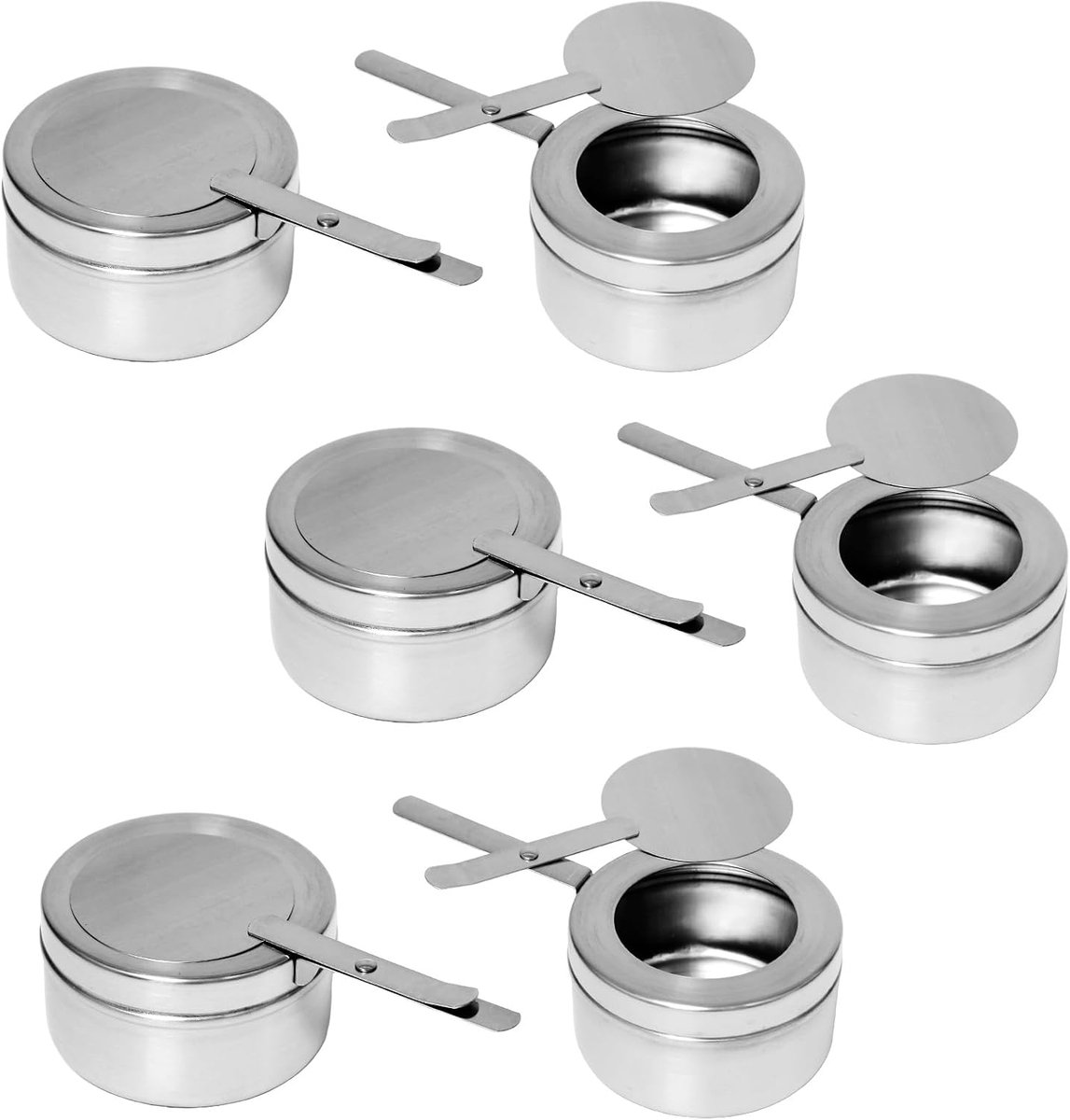 6 stuks brandpastahouders van roestvrij staal, houder voor brandpasta met deksel, brander voor brandpasta voor buffet, hot pot, droge pot cuisine, camping