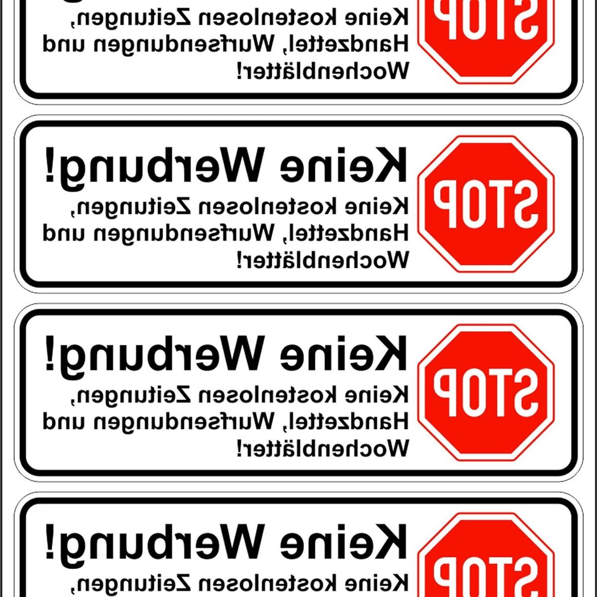 Brievenbus Sticker - Geen Reclame - Post Ontvangen - Duurzaam Vinyl - 67x21 cm - Wit