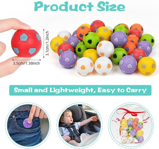 36 Stuks Voetbal Fingertip Speelgoed, 3.5cm Spinner Speelgoed | Stressballen, Fidget Spinner en Sensorisch Speelgoed voor Feestjes, Klasses en Volwassenen — afbeelding 2