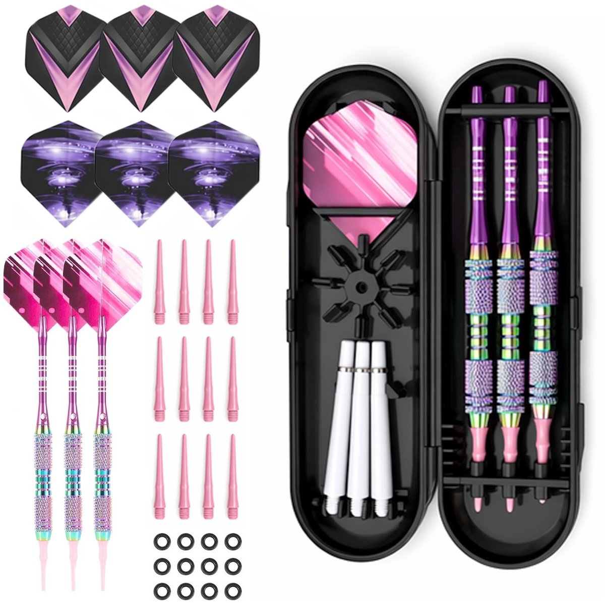 SolidKeus - Set van 3 Professionele Soft Tip Dartpijlen met Opbergdoos