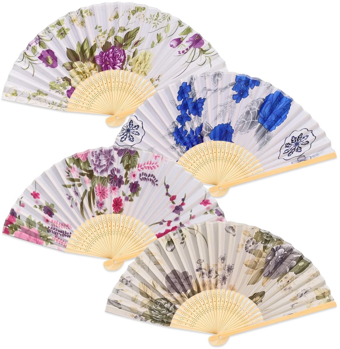 SolidKeus - Set van 4 Vouwbare Chinese Stil Handfans