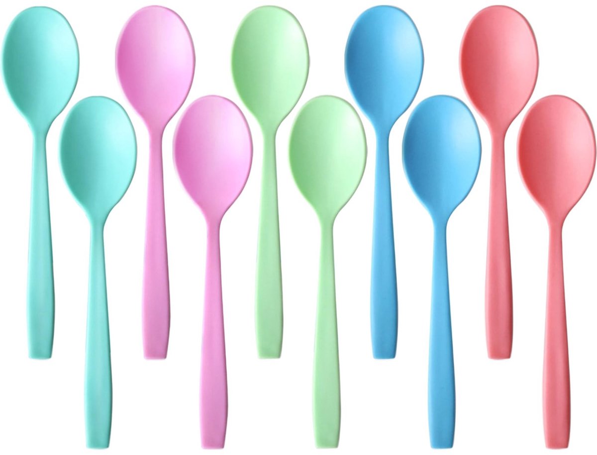 SolidKeus - Set van 10 Herbruikbare Plastic Lepels Multicolor