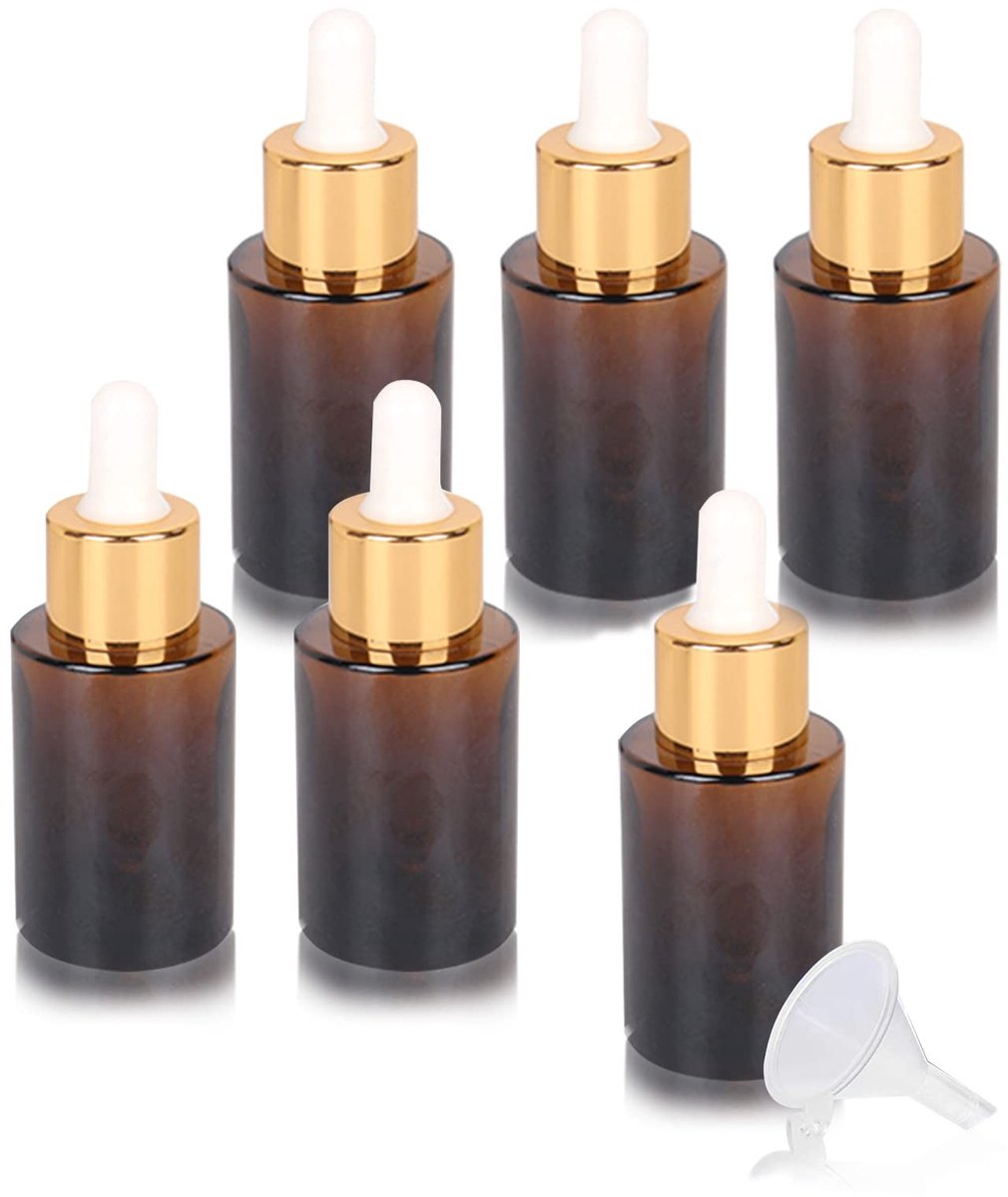 SolidKeus - 5 Stuks Lege 30ml Amber Flessen met Glazen Druppelaar