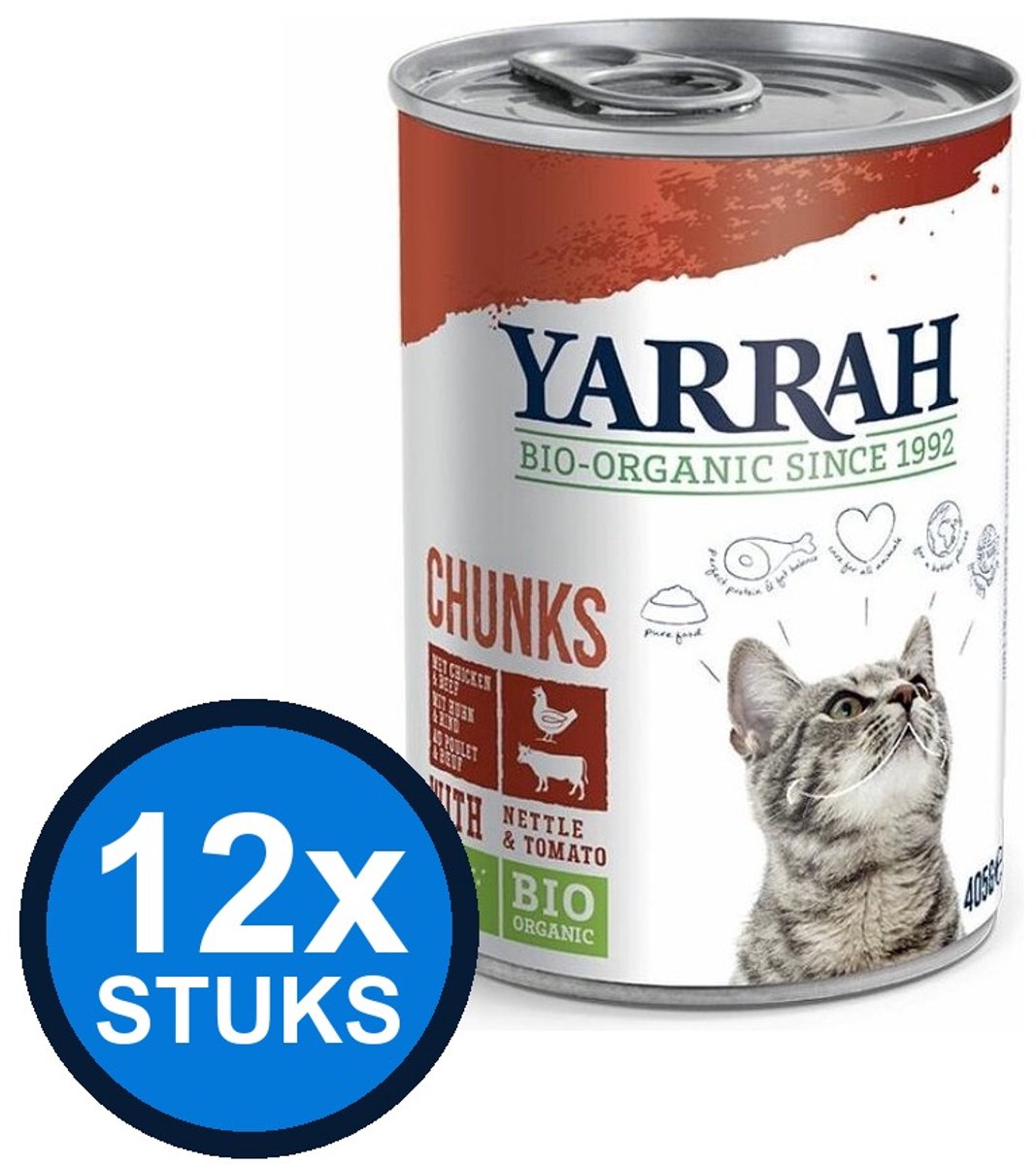Yarrah Yarrah cat bio blik brokjes saus kip 405gr
