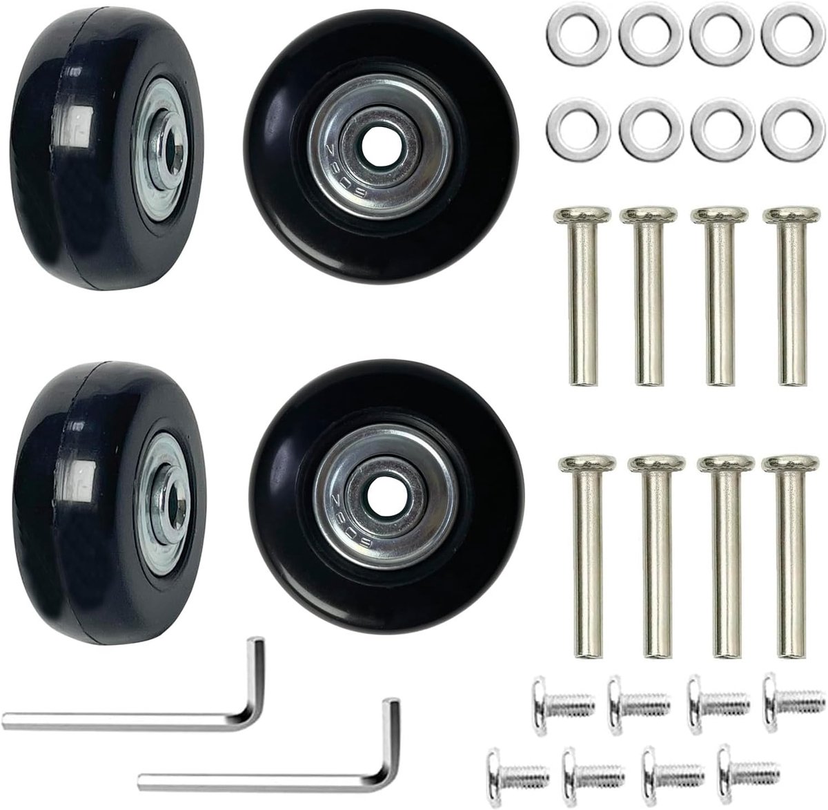 4 stuks rubberen kofferwielen, reservewielen voor koffer, universele bagage (45 x 18 mm)