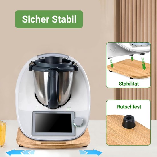 Glijplank voor Thermomix TM6/TM5, plank voor Thermomix met wielen, snel verplaatsen, rolplank voor Thermomix Vorwerk keukenmachine, bamboe — afbeelding 4