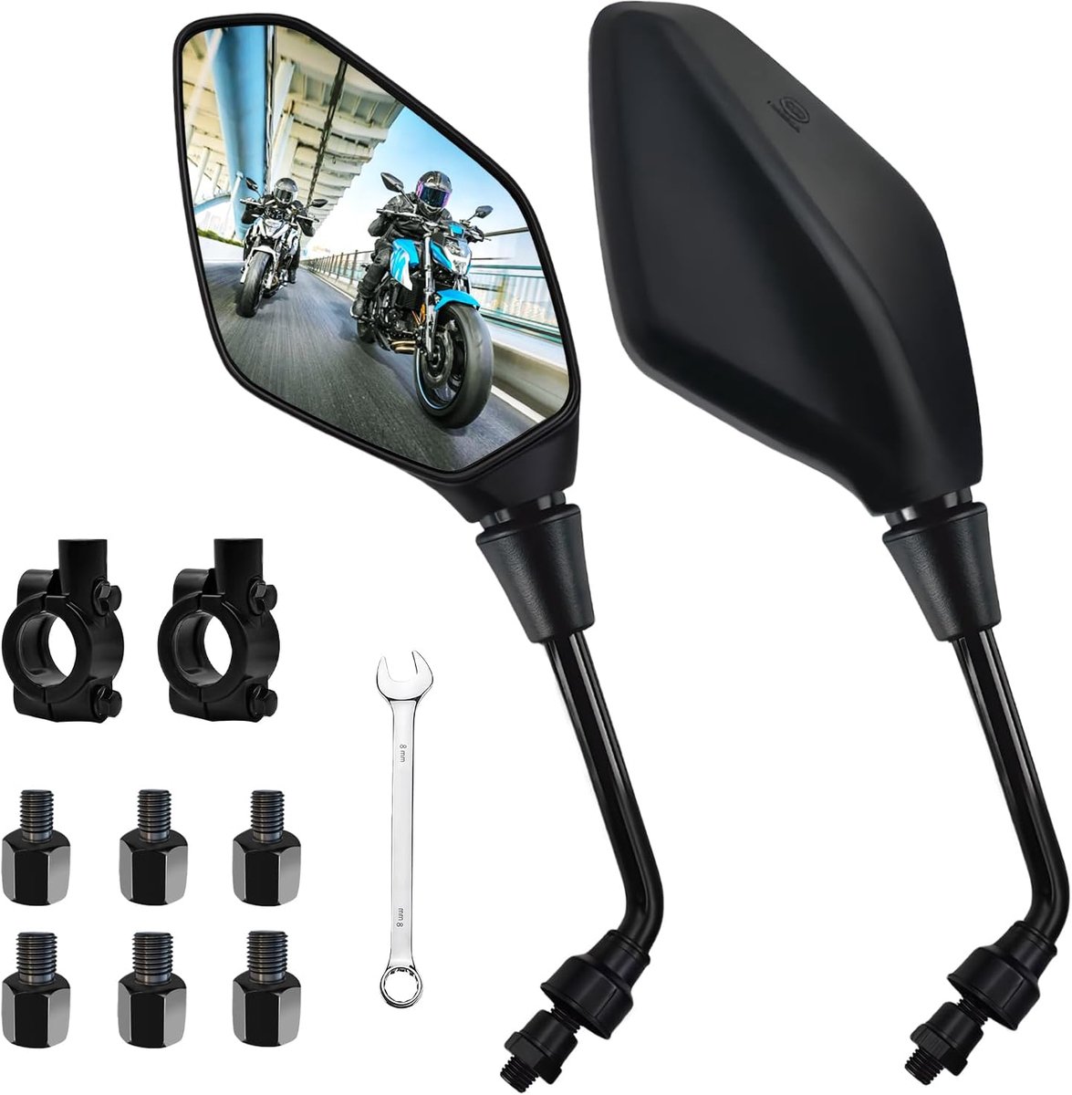 Paar 8 mm 10 mm Universele Achteruitkijkspiegels | Motorfiets Achteruitkijkspiegels, Met 7/8" Klem Motorfiets Spiegels Voor Atv Straat Auto'S Universele Scooters