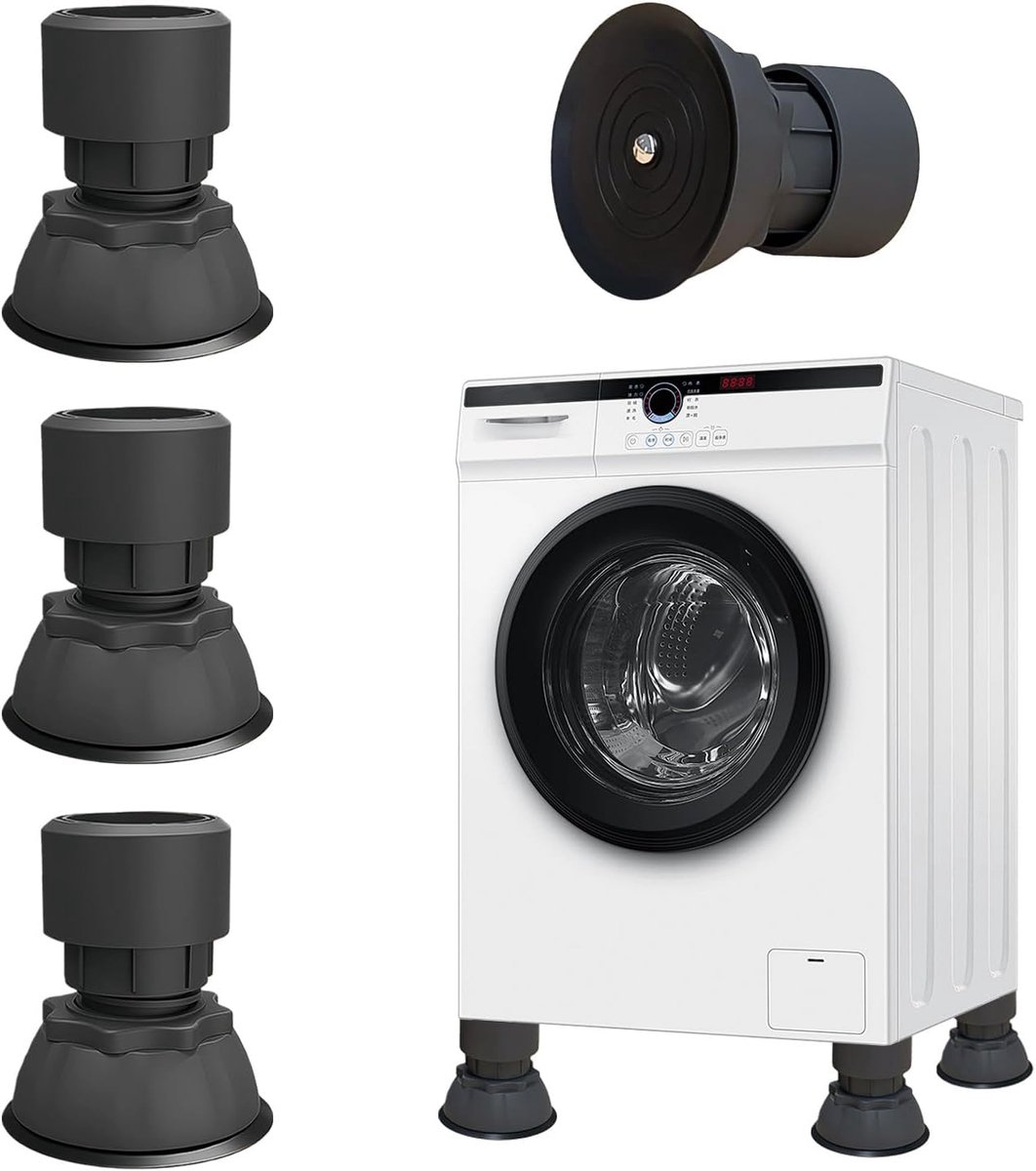 Dempers voor wasmachines en drogers, 4 stuks, 9,5-12,5 cm, verstelbare trillingsdempers, wasmachine, slipstop voor de wasmachine