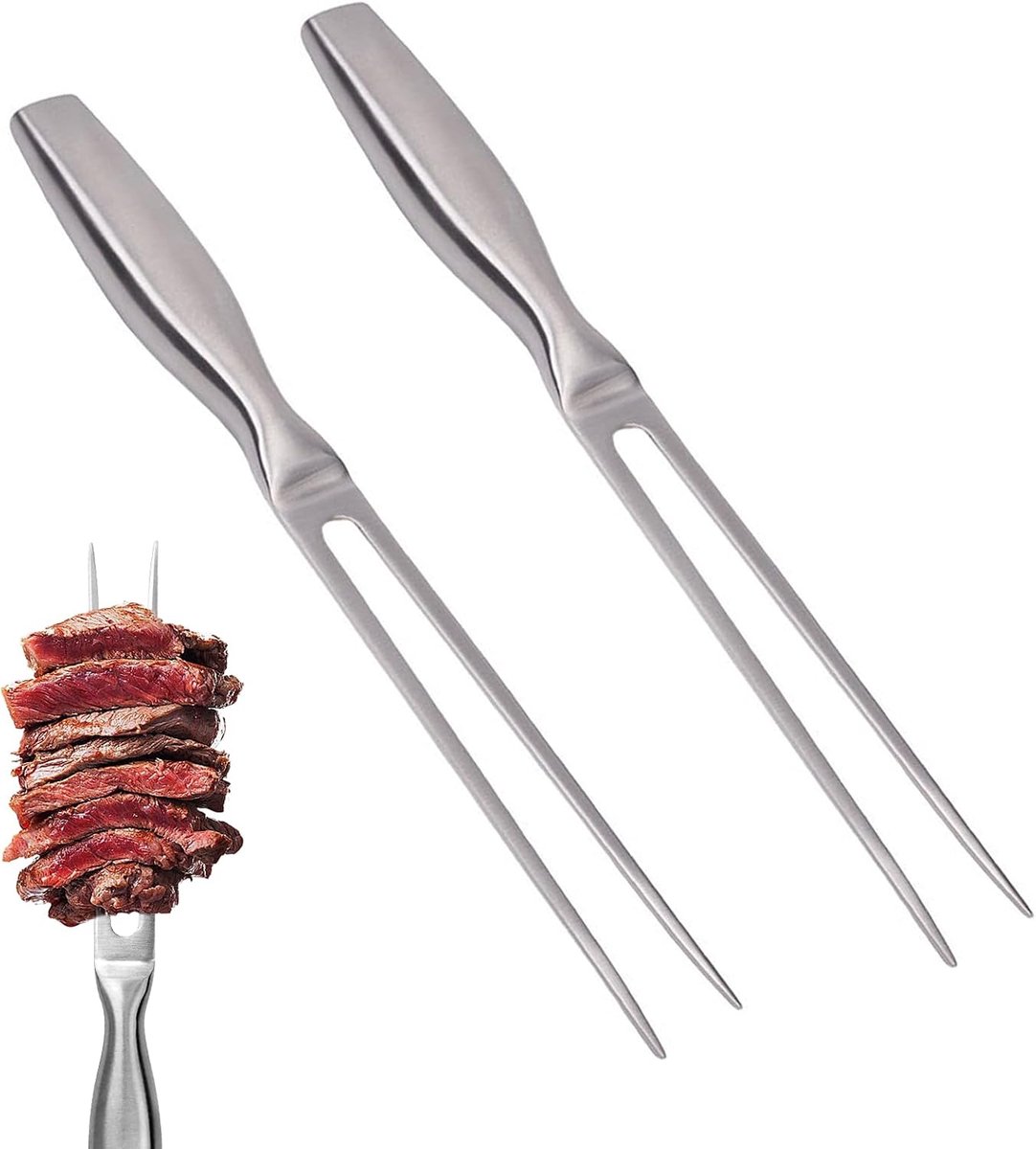 Vleesvorken met ergonomische handgrepen, 27 cm lang, geschikt voor het grillen van vlees en het snijden van fruit