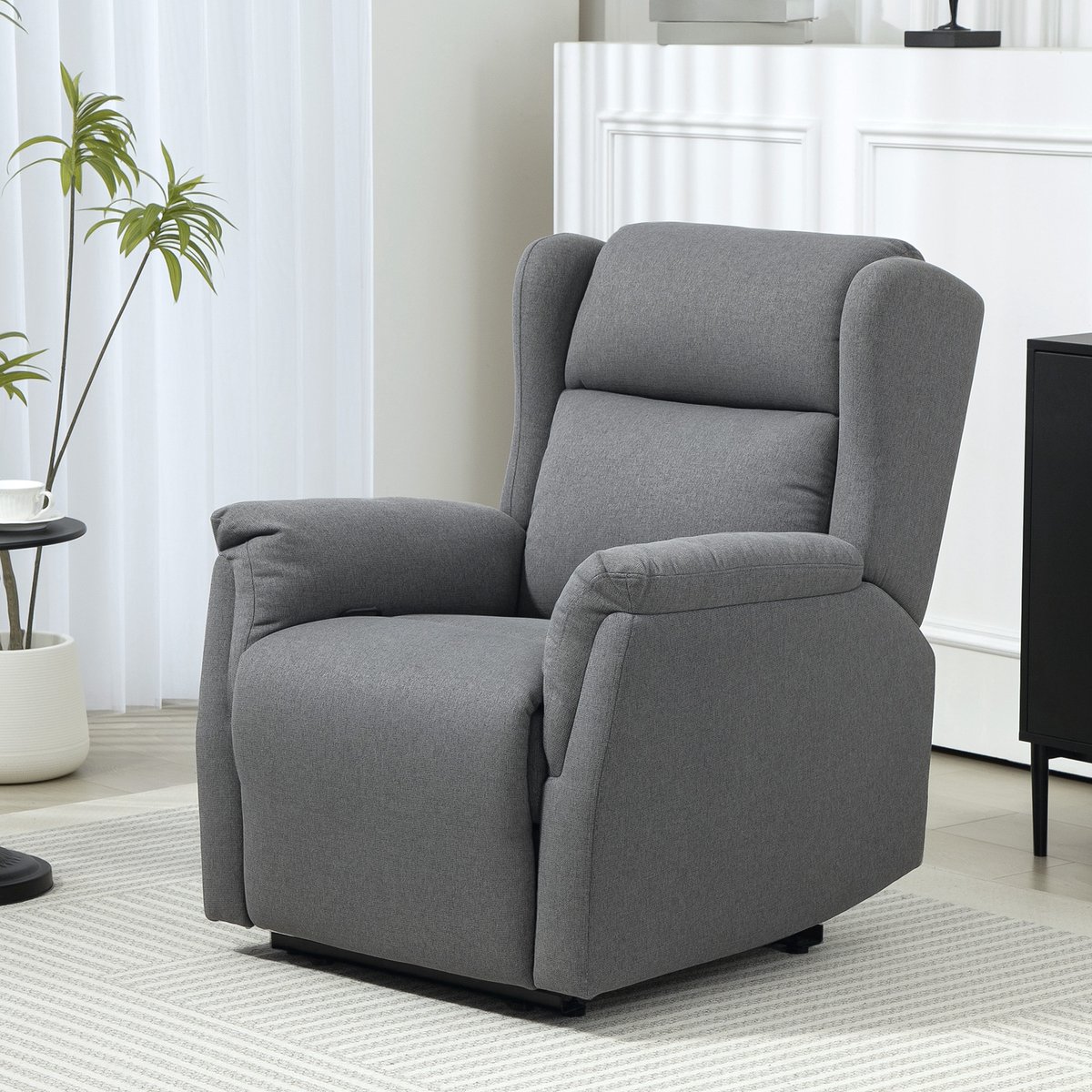 MODENUIT Relaxfauteuil 80 x 94 x 101 cm - Handmatig Verstelbaar Met Voetsteun - Woonkamer En Slaapkamer - Stof - Donkergrijs