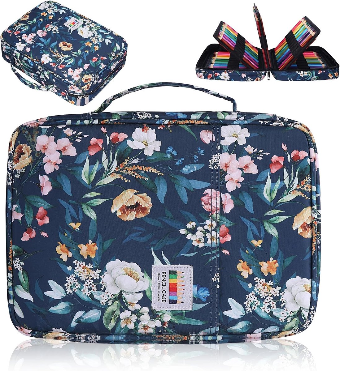 Etui voor 220 Vakken - Nylon Etui met Ritssluiting en Organizer voor Aquarelpotloden en Kunstenaars, Camellia