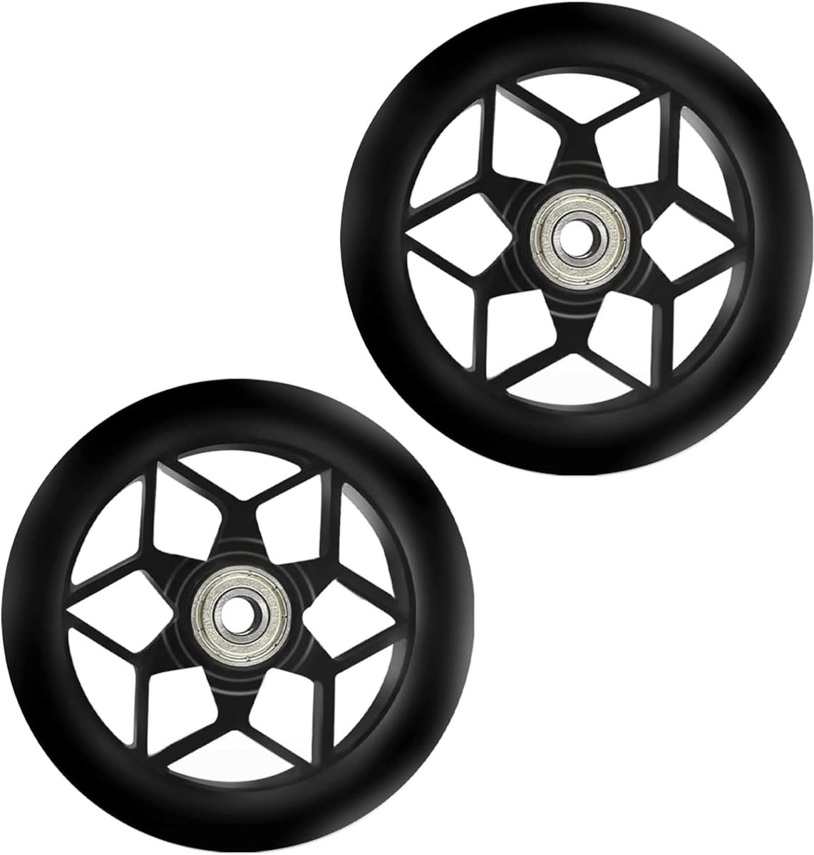 2 stuks stuntstepwielen met ABEC-9 lagers, 110 mm reservewielen, voor de meeste stuntscooters en kickscooters (zwart)