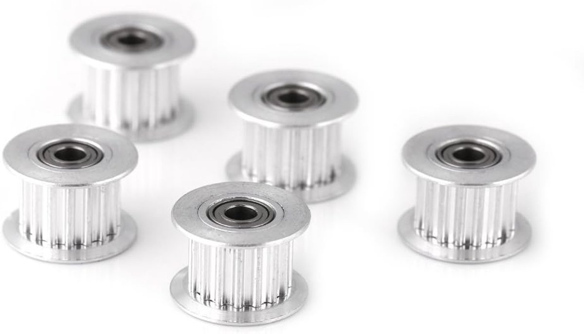 Accessoires voor 3D-printers, 5 stuks 2GT aluminium timingriemschijf 3 mm/5 mm, boorwiel 16/20 tanden, voor riem breedte 6 mm/10 mm (W6 mm, 16T, Bore 3, Toothed)