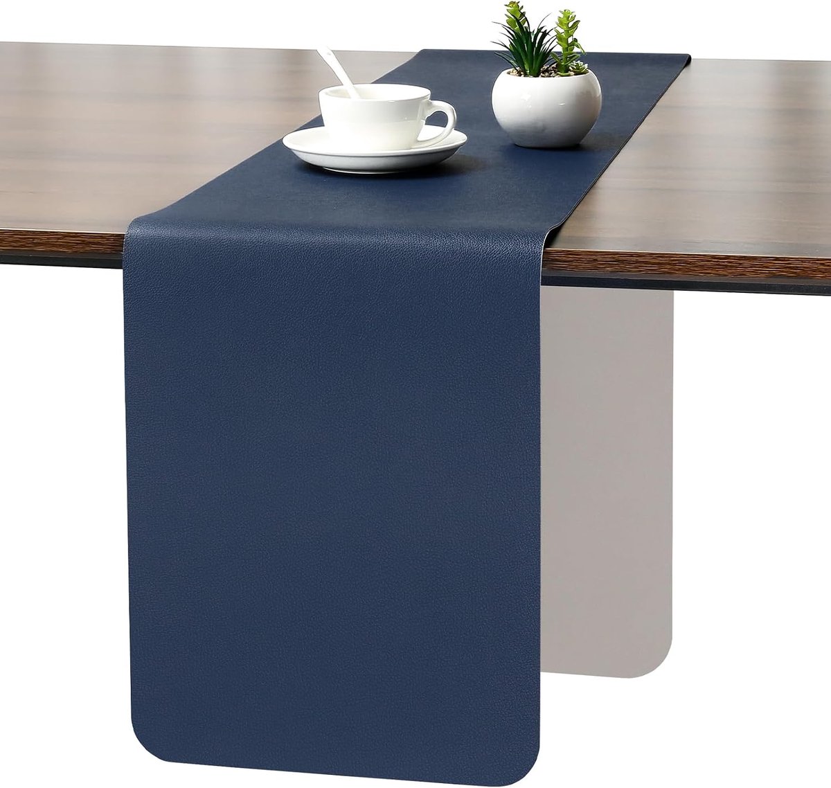 Moderne Afwasbare Dubbelzijdige Leren Tafelloper Waterdicht | Antislip Tafelloper voor Binnen en Buiten Tafeldecoratie voor Eettafel Feest en Restaurant(Blauw Grijs 40 X 183 cm)