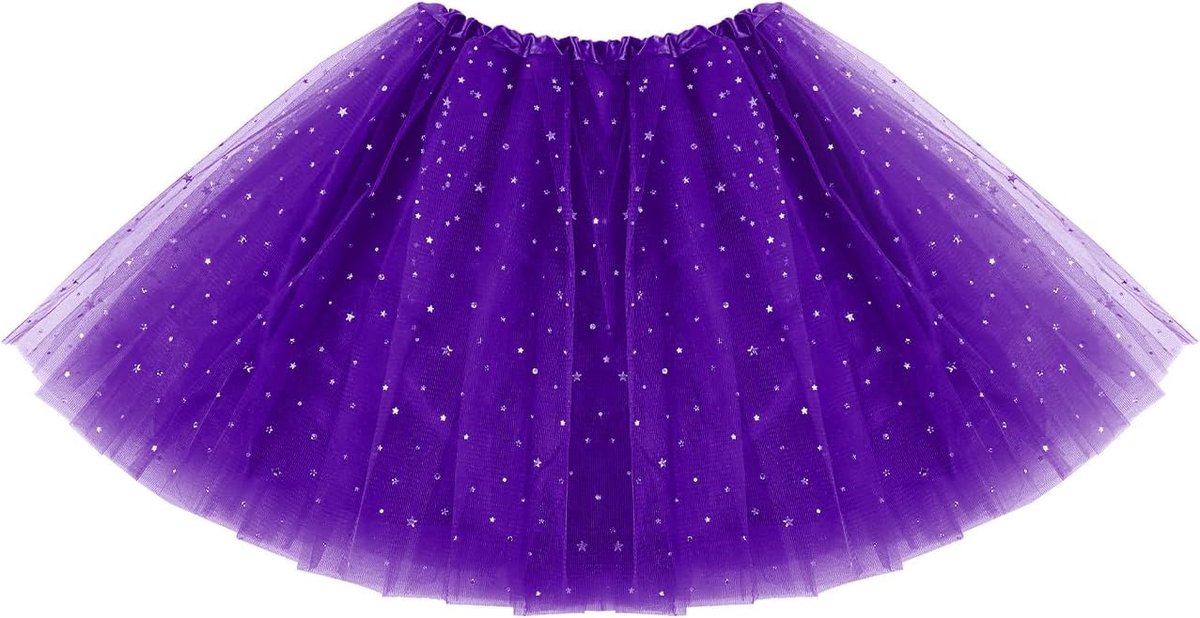 Tütu tule rok voor dames met paillettensterren, grasgroen, 3-laags tule, balletrok, retro jaren 80-outfit, dames, blazenrok, tutu voor carnaval, kostuum, feestaccessoires, dans, hardlopen,