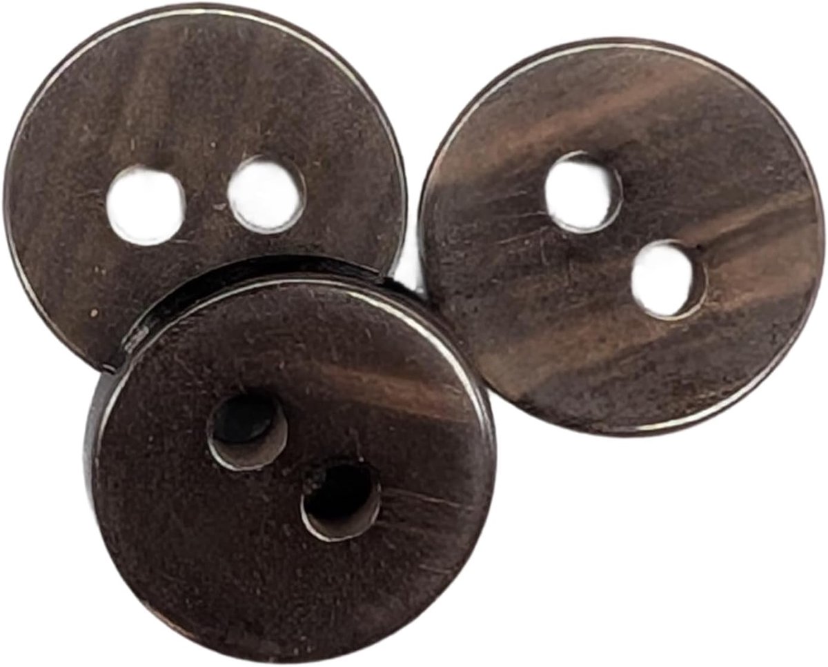 Knopen van imitatieparelmoer, omkeerbaar, 6 maten en 10 kleuren om uit te kiezen, 2 gaten voor baby's en overhemden, gemaakt en verzonden vanuit Spanje, bruin, maat 10 mm