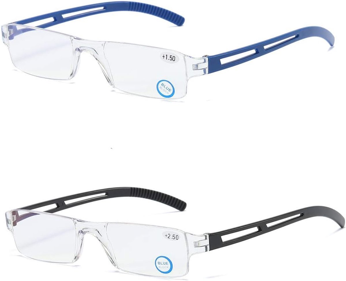 Frameloze leesbril, zichthulp met blauwlichtfilter, anti-blauw licht, leeshulp voor dames en heren