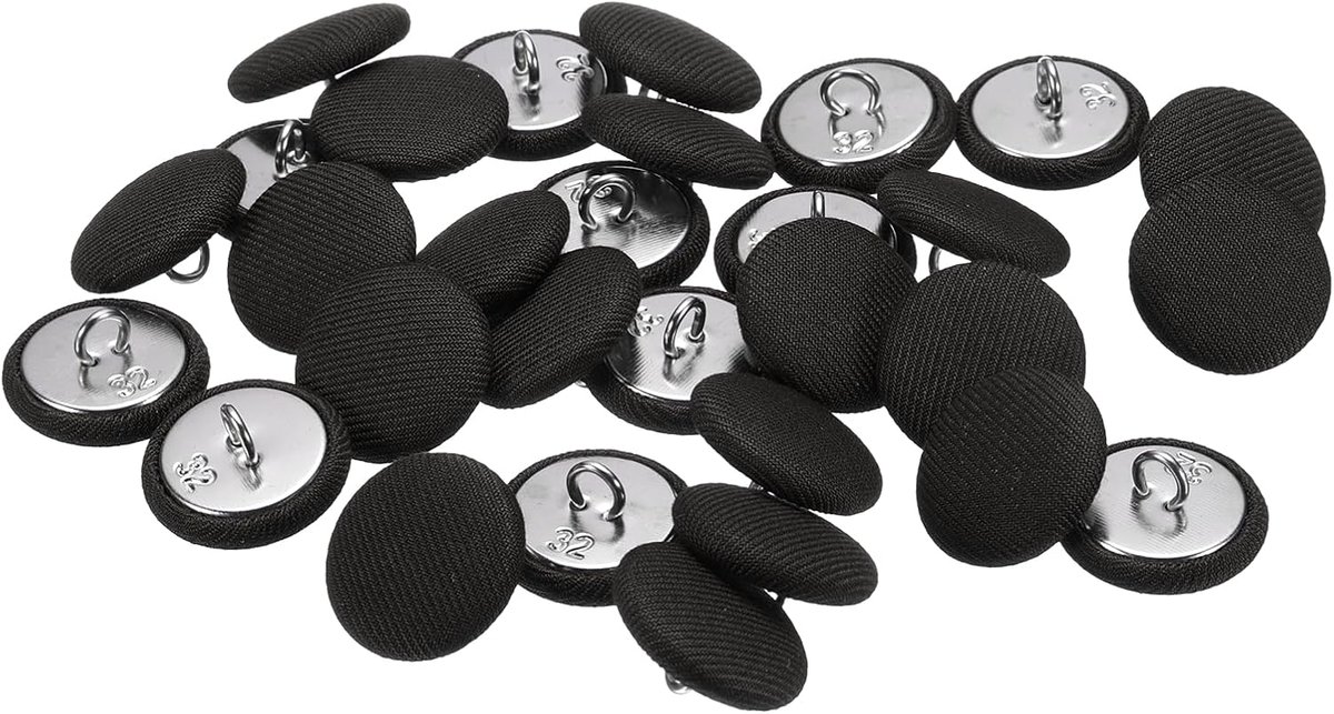 Knopen 20 mm 4/5" ronde metalen knopen met satijnen knoop voor bruidsjurken, trouwpakken, blouses, truien, zwart
