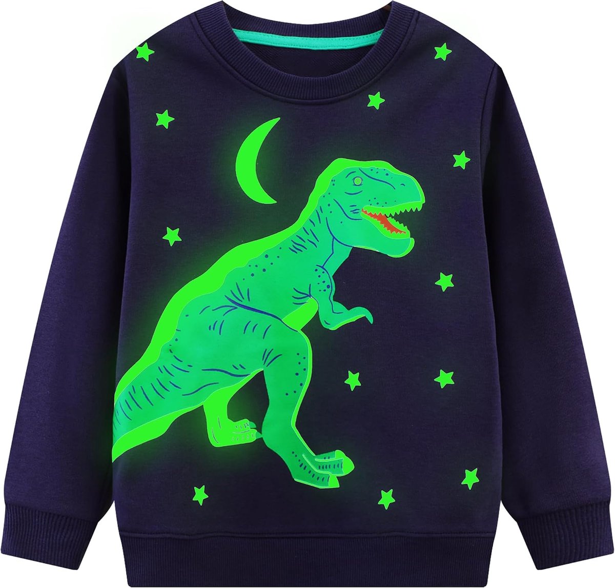 Sweatshirt voor Kinderen Baby Jongens Lange Mouwen Tops T-Shirt Jumper Katoen Casual Lichtgevende DinosaurusPrint Sweatshirt Pullover Peuter Leeftig 2-7 Jaar