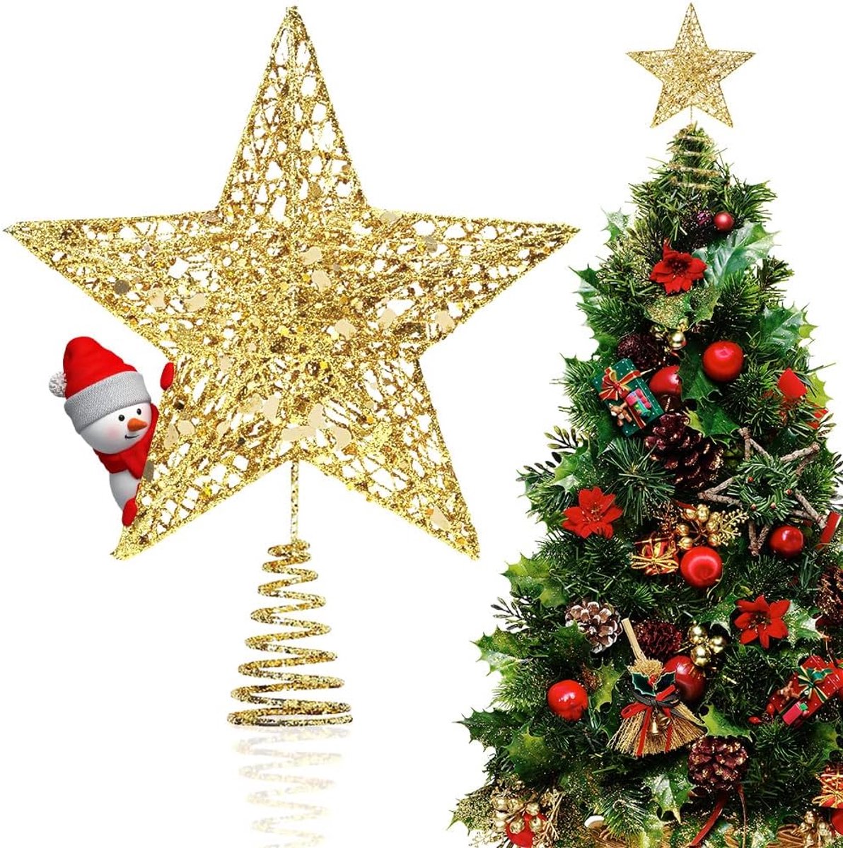 Kerstboom topper ster met pailletten