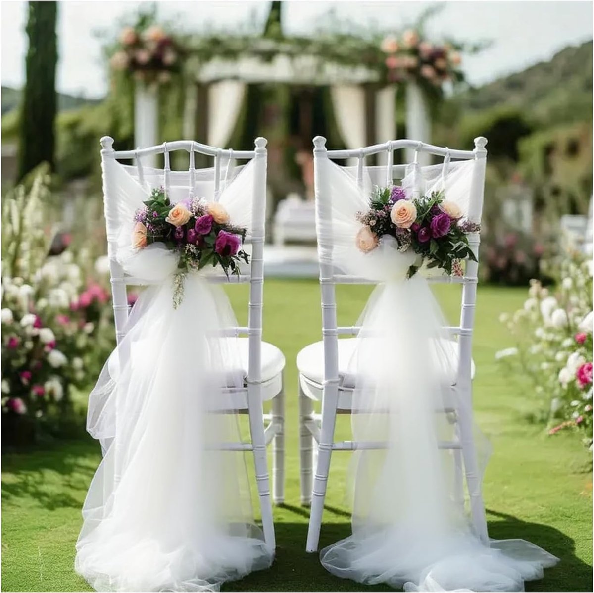 Bruiloftsdecoratie, 300 x 75 cm, zachte, semi-transparante decoratieve stof voor bruiloftsboog, stoelsjerpen en tafeldecoratie, lichte organza tule om te draperen voor bruiloft, feest en