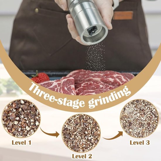 Robuuste 5-laags roestvrijstalen kruidenmolen voor kampeerders, hikers en outdoor koken, lekvrije gadget met verstelbare maalinstelling — afbeelding 5