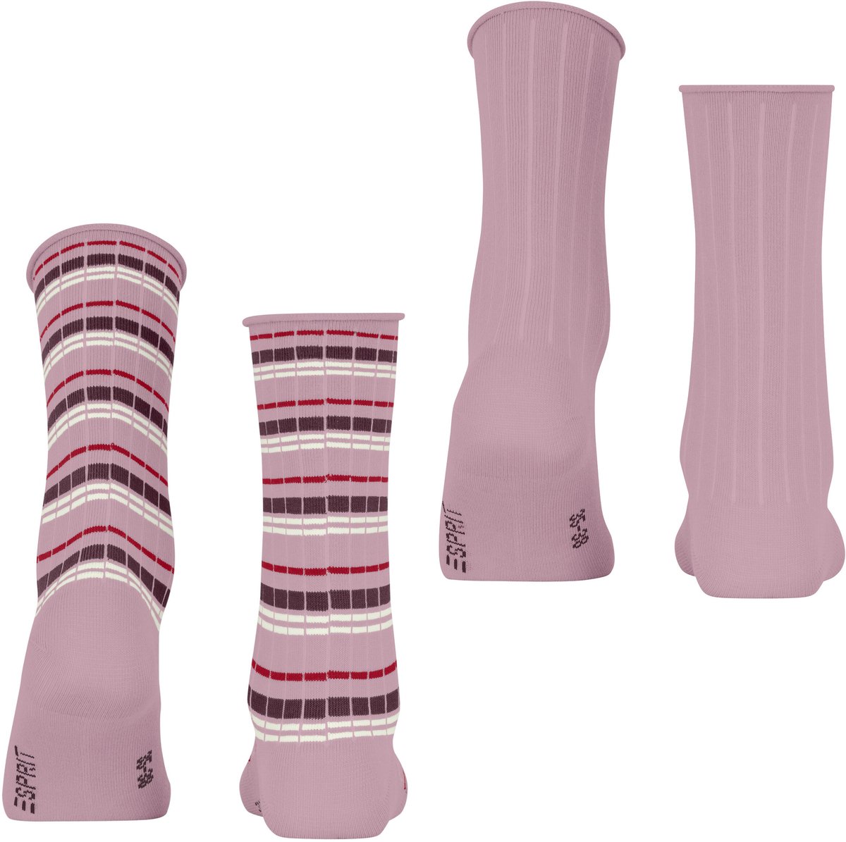 Esprit Metro Lines 2 Pack gedessineerd katoen multipack sokken dames roze - maat 39-42