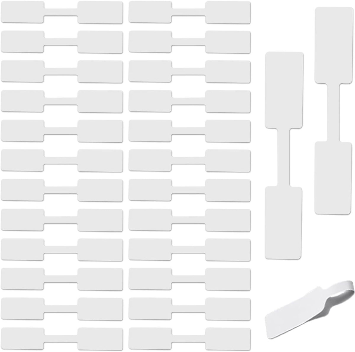 Prijskaartjes, hangers, klein, 500 stuks, wit, prijskaartjes, handgemaakte sieraden, prijskaartjes, vierkant, hangende etiketten, etikettenweergave voor halsketting, oorring, stickers, 26 x 12 mm