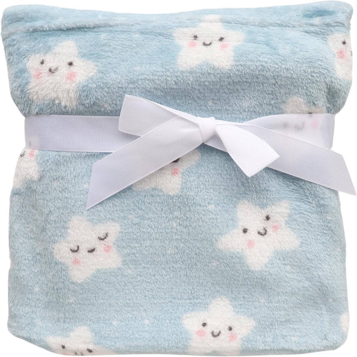 SnelShoppen - FENSILO Babydeken Kinderwagen Cadeau Deken Knuffeldeken 94 x 72 cm Blauwe Sterren Warm Kinderdeken Kruipdeken voor Pasgeborenen