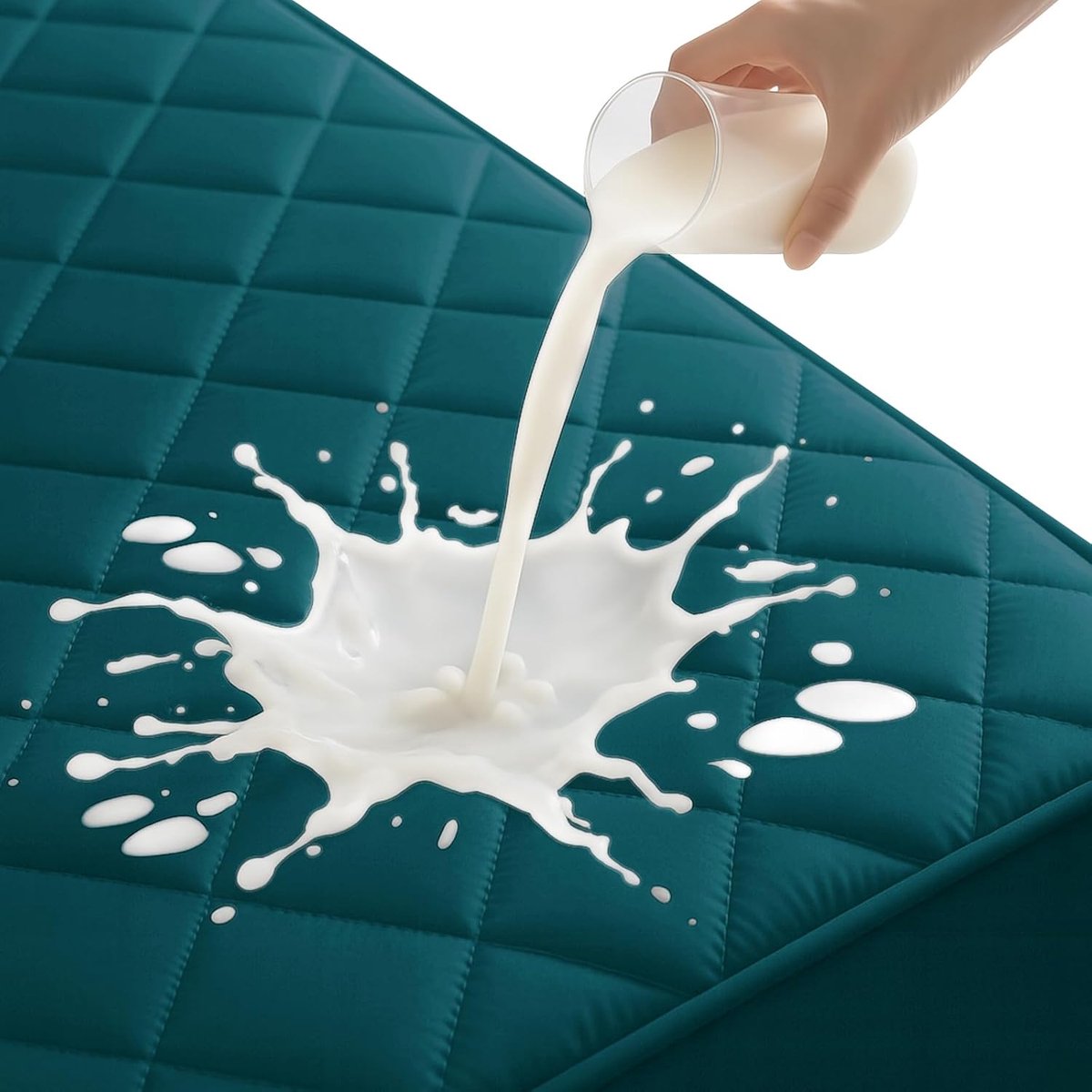 Gewatteerde Matrasbeschermer 90x200cm, 100% Waterdicht Matrashoes, Met Diepe Zakken Tot 30cm, Superzachte Matrasdekken Ademend Met Elastiek Rondom, Donkergroen