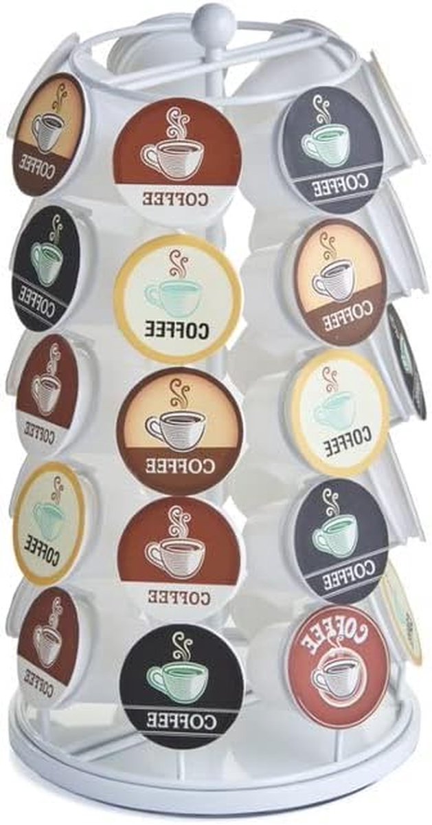 Koffiepadshouder Draaiend - Koffiepadhouder K Cups - Koffie Organiseren - 360 Graden Draaibaar - 35 Pads - Wit