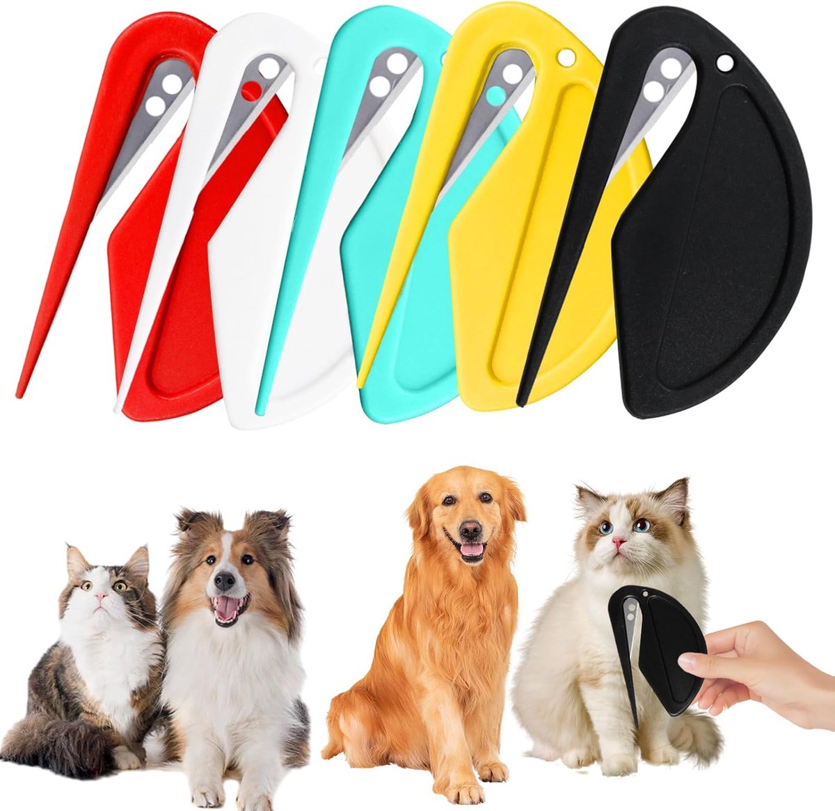 5 stuks knoopkam-gereedschap, huisdierknoopkam, ontharingsgereedschap, ontharingskam voor kat, hond, huisdier, kammen, huisdierbenodigdheden voor het verwijderen van vervilten haren