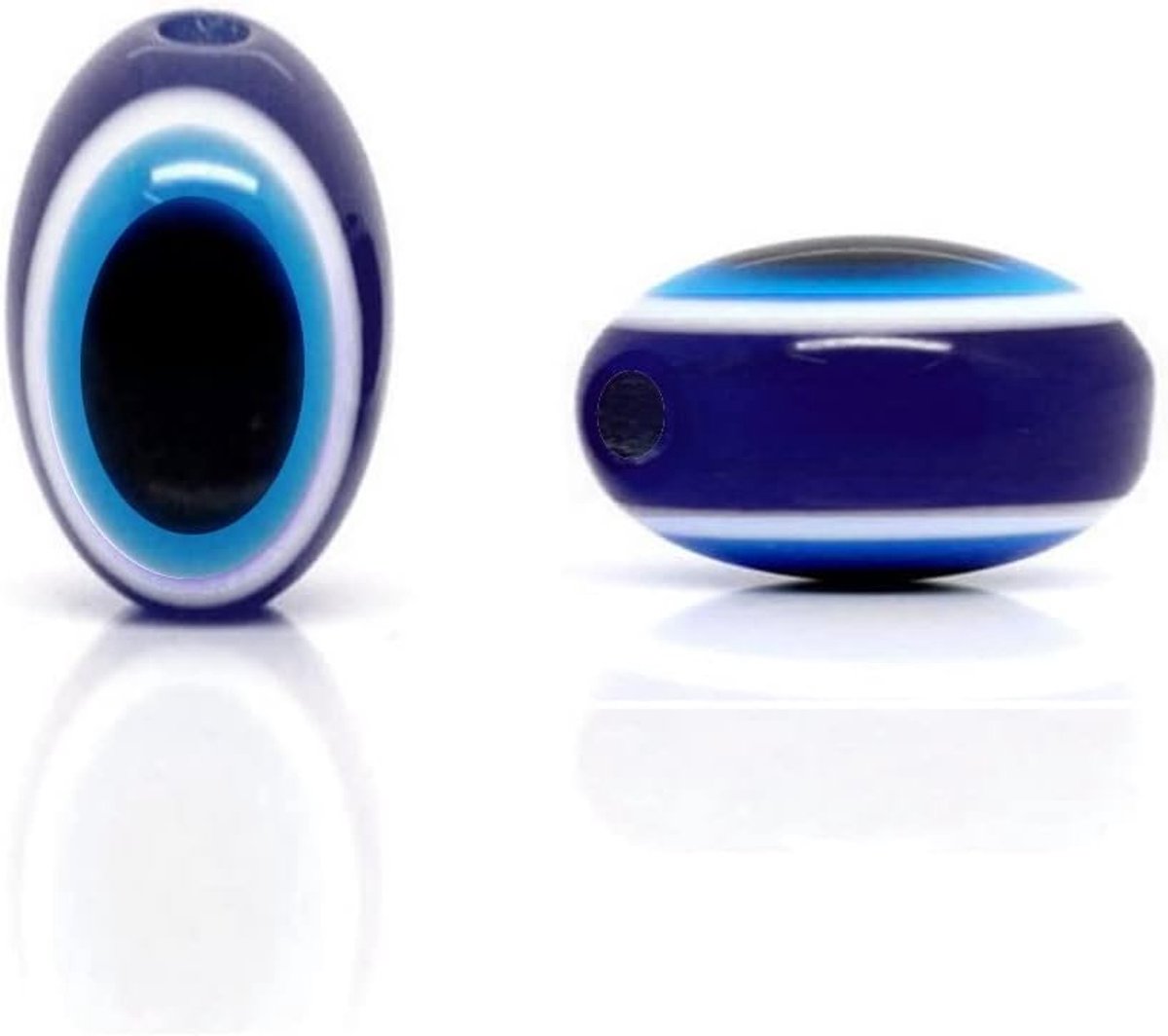 100 stuks Nazar Boncuk Boncugu 8x6mm ovaal boese oog, blauwe kleur kralenset, boze oog kralen, Turkse geluksbrenger, gastgeschenken amulet