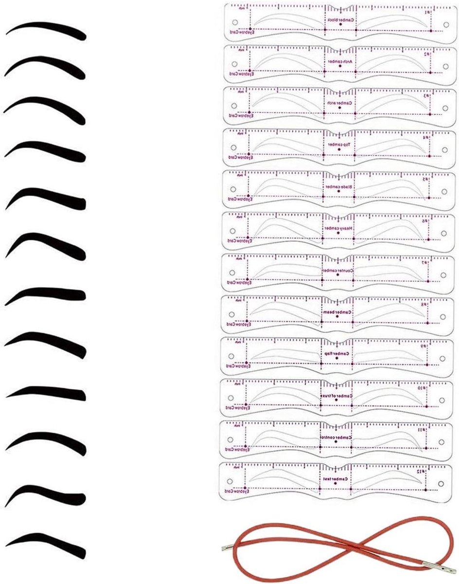 Wenkbrauw Sjablonen - Make-up Tool - Wenkbrauwen Vormgeven - Herbruikbaar Met Band - 12 Stuks - Niet gespecificeerd