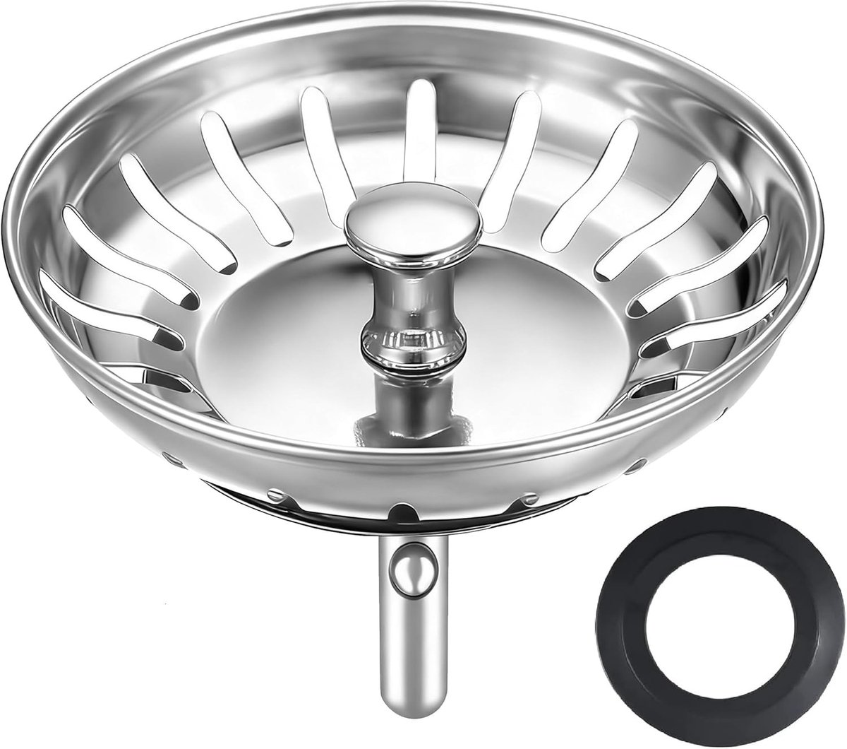Zeefmandje roestvrij staal 80mm, Universele wastafel afvoerzeef, Gootsteen afvoerstop zeef keuken,Voorkomt verstoppingen en voert snel af,Voor Blanco en Franke gootsteen,extra afdichtingen