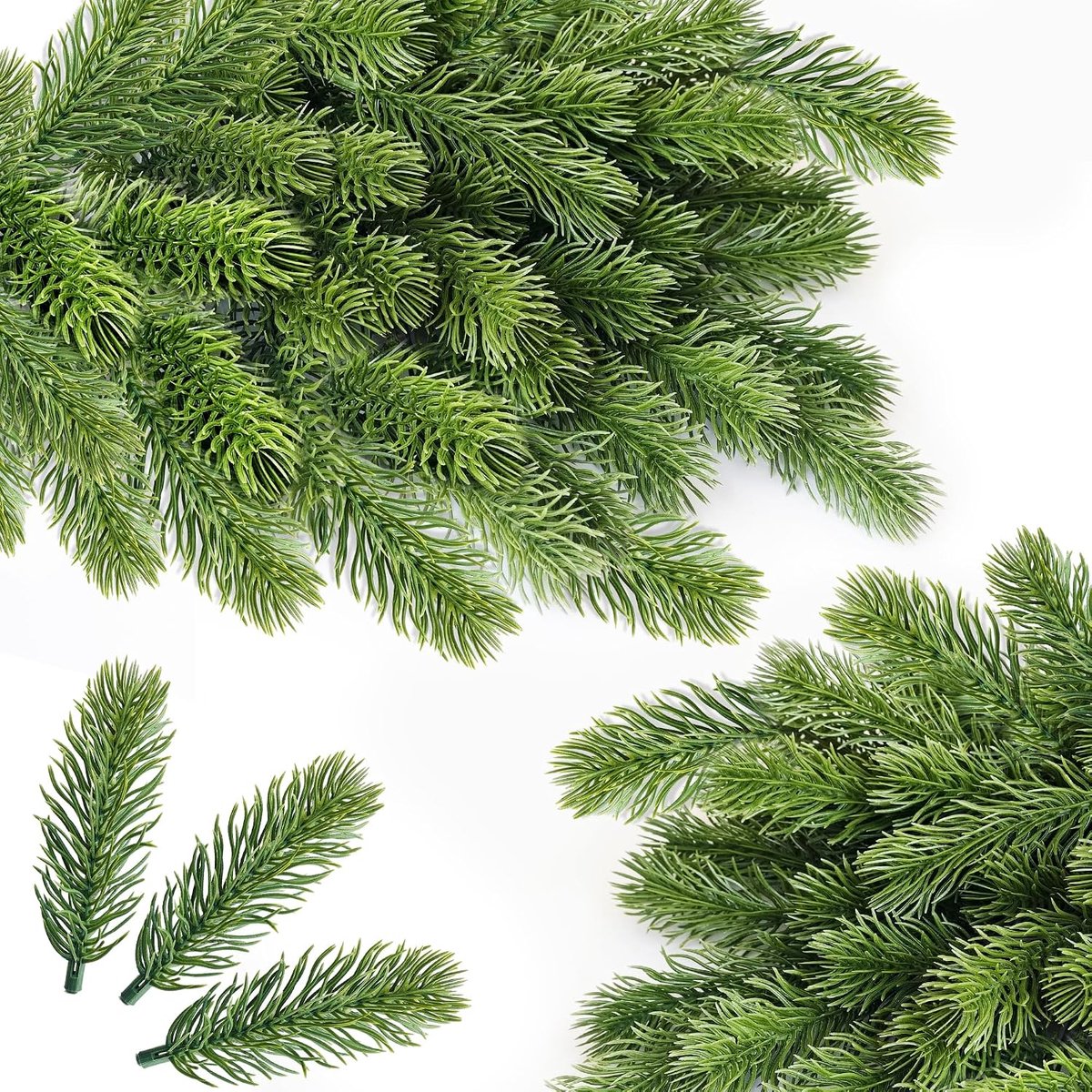 50 kunstdennentakken, kunstdennentakken, kunstplanten, dennennaalden, dennennaalden voor doe-het-zelf adventskrans (groen)