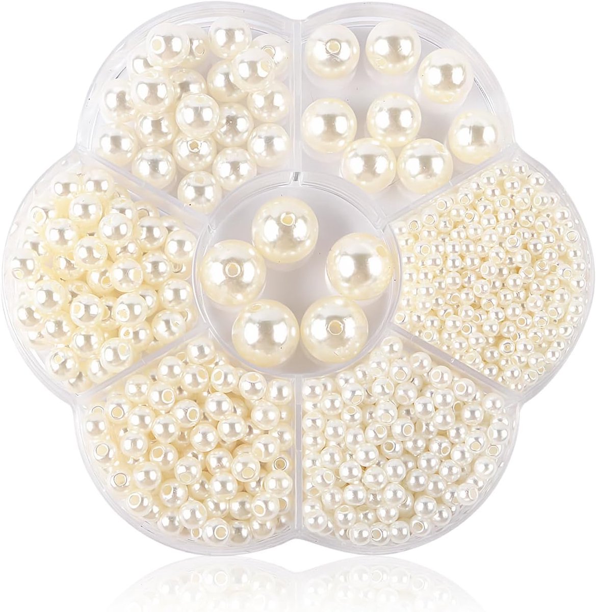 Kralen, Parelkralen voor Knutselen, Witte Parels, Kunstparels met Gaten, voor Sieraden Maken, Oorbellen, Armbanden, Kettingen, DIY Kunstdecoraties (3,4,5,6,8,10,12mm) (Wit)