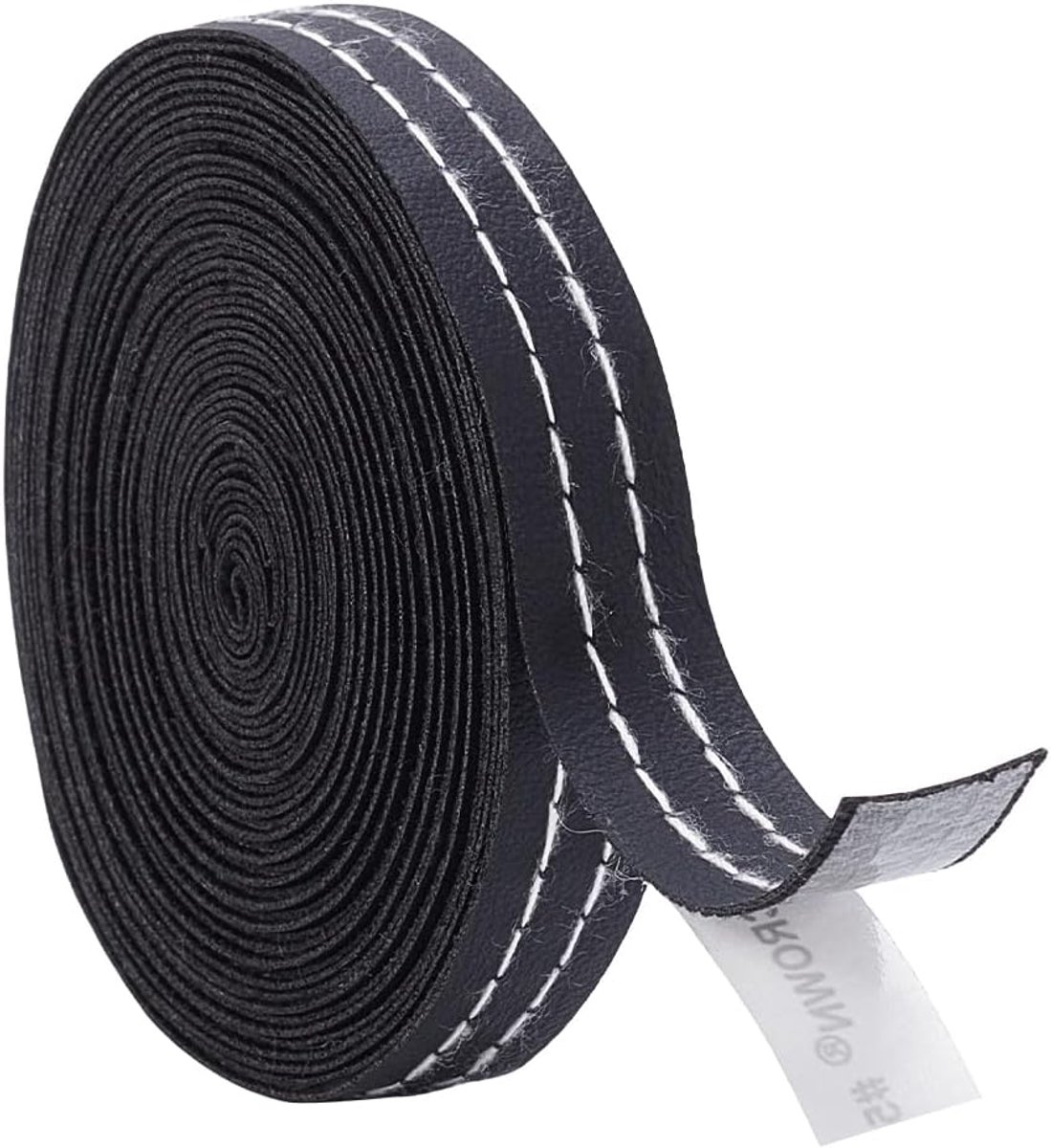 PandaHall Zwarte leren band met witte lijn, 5 m, strips, interieurbekleding, auto, decoratieve naadband, zelfklevend, voor auto, deur, motorfiets, raam