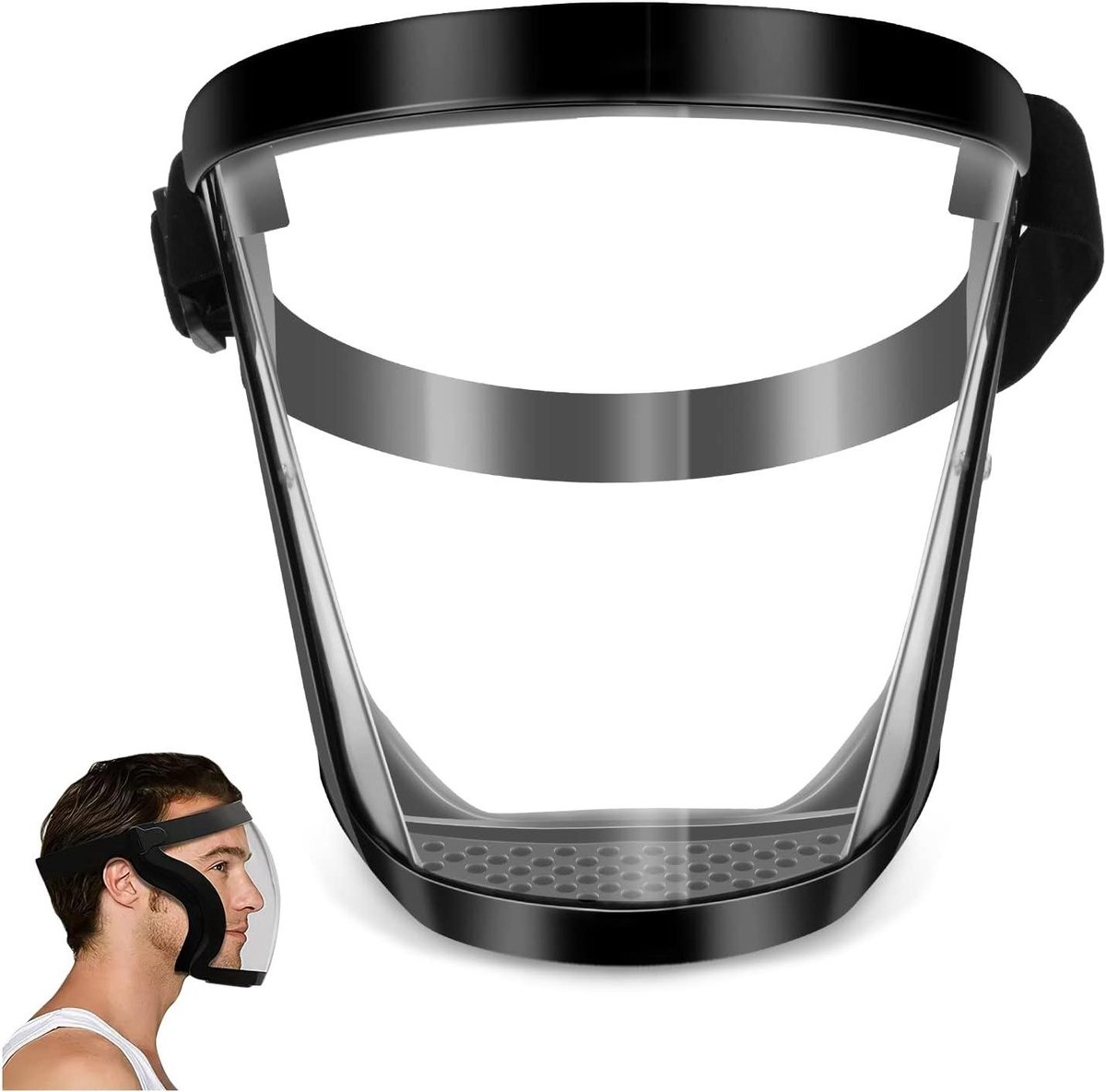 Gezichtsbescherming - Transparant masker - Buitenactiviteiten - Anti-condens coating - 16 x 19 cm - Zwart