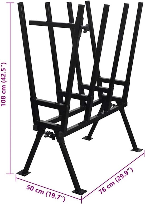 Zaagbok - Houtbok - Hout Zagen - Gepoedercoat Oppervlak - 76 x 50 x 103 cm - Zwart — afbeelding 5