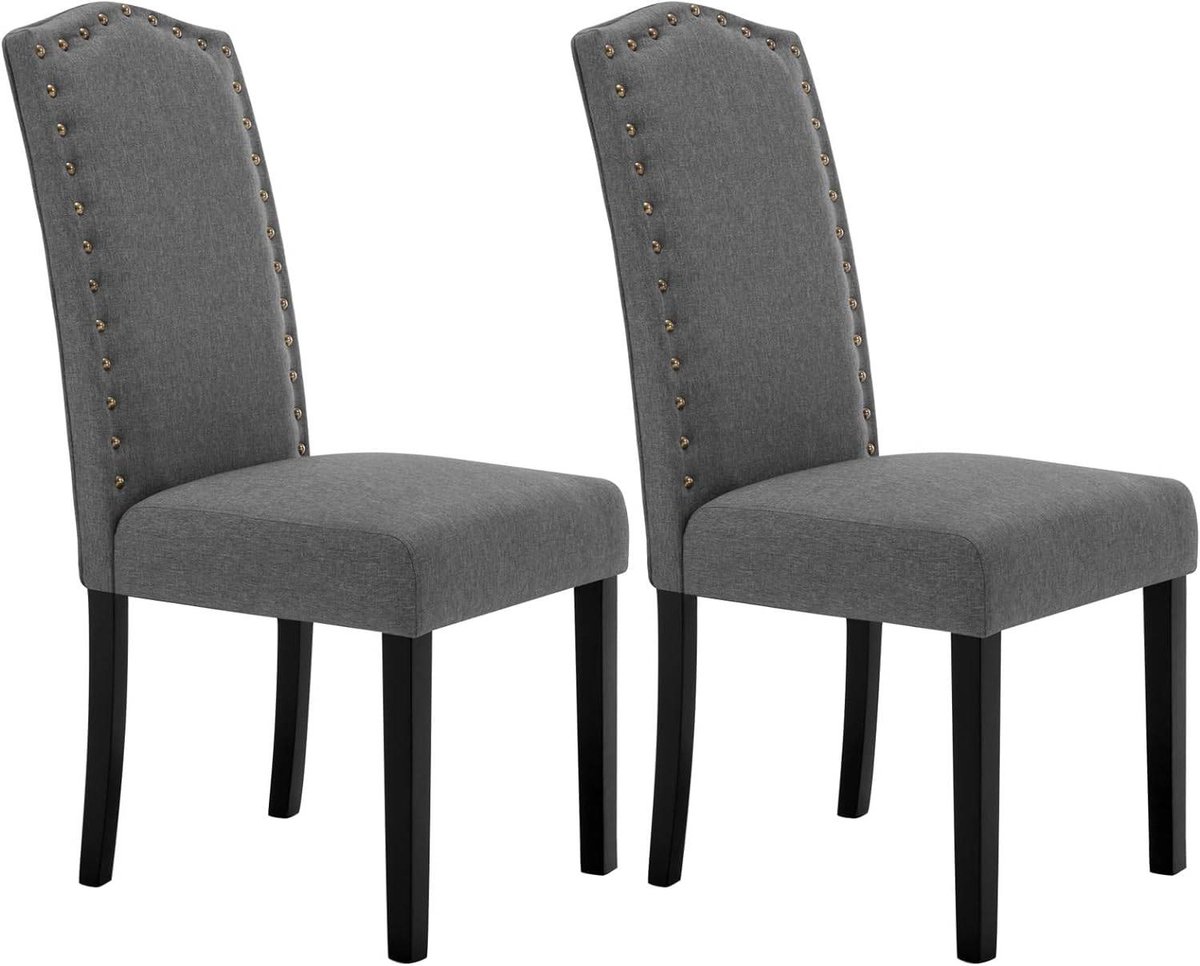 SureDeal® - eetkamerstoelen - Hoge rugleuning - Massief houten poten - Linnen - 45,5x42x57,5 cm